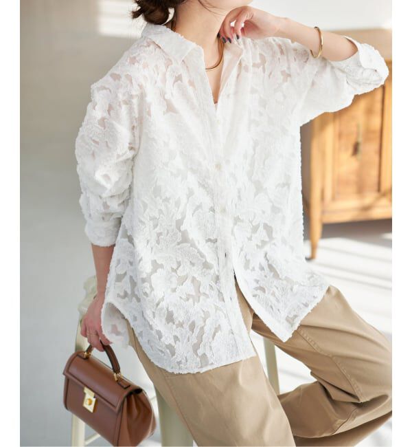 Spick and Span「《追加予約》シアージャガードシャツ」|シャツ・ブラウス|ナチュラル