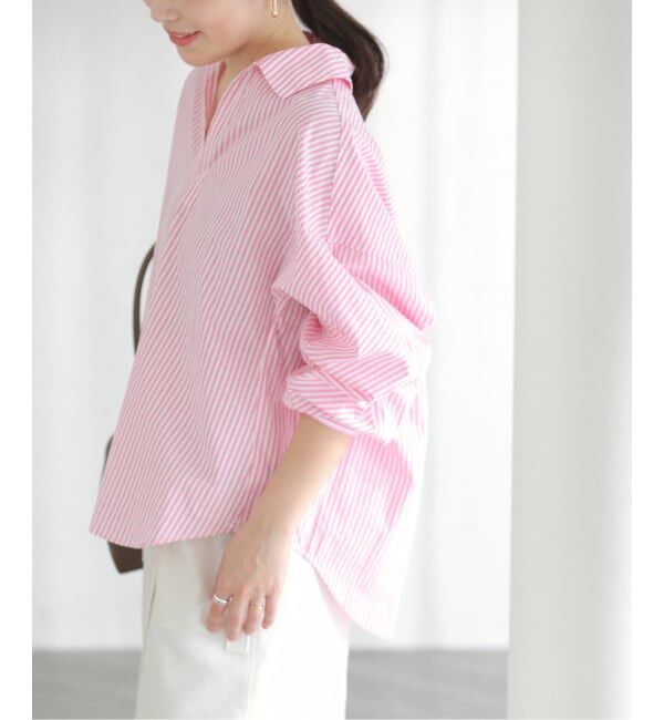  「【洗える】TICCA/ティッカ スキッパーシャツ」|シャツ・ブラウス|ピンク