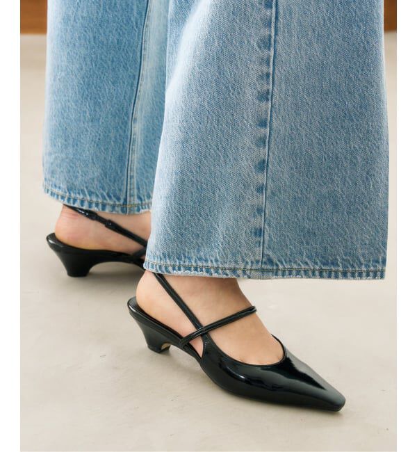  「4cmフレンチスクエアスリングバック」|パンプス|ブラック B