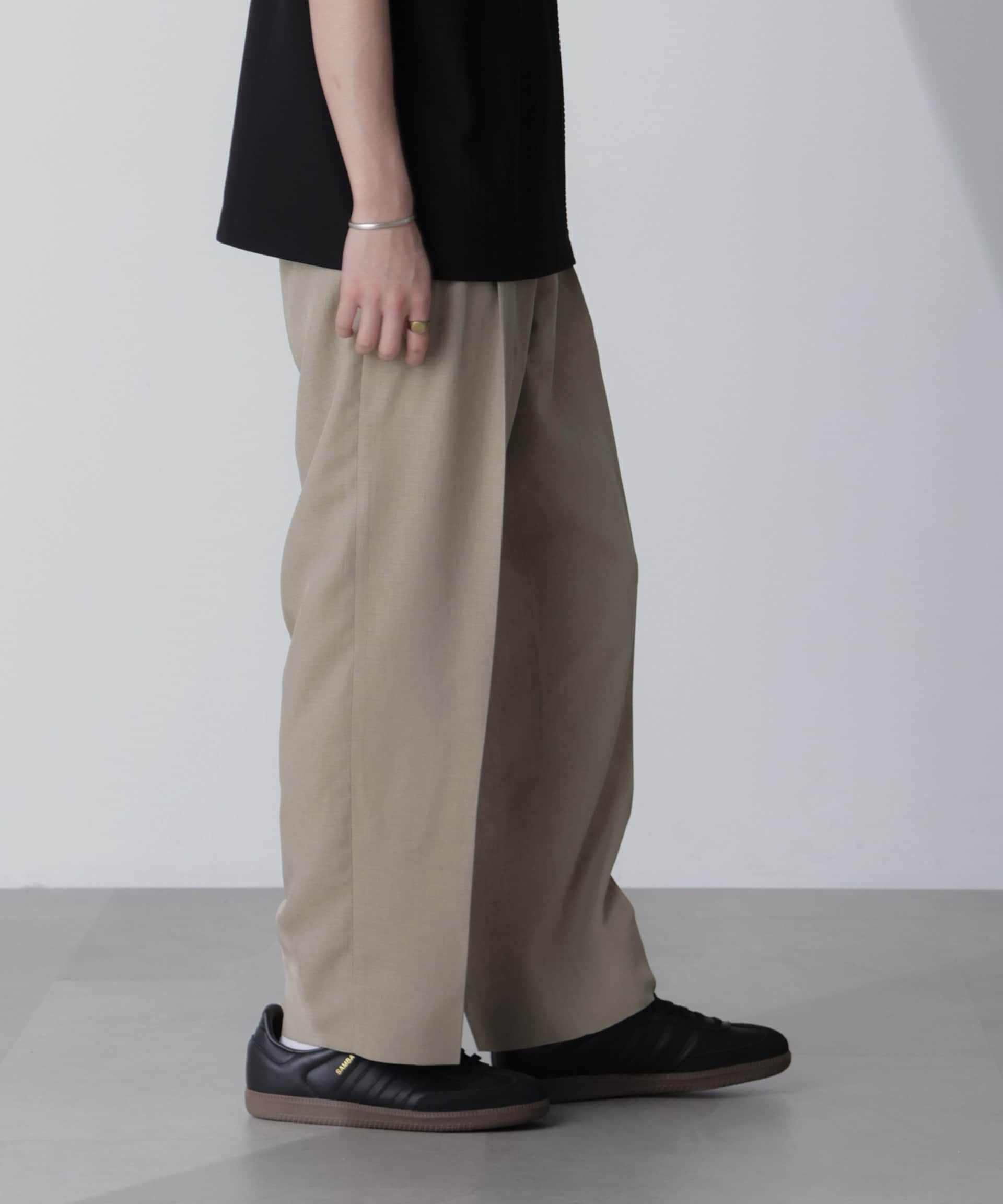 nano･universe「テックリネンリラックスタックテーパードパンツ（セットアップ可）」|チノ|