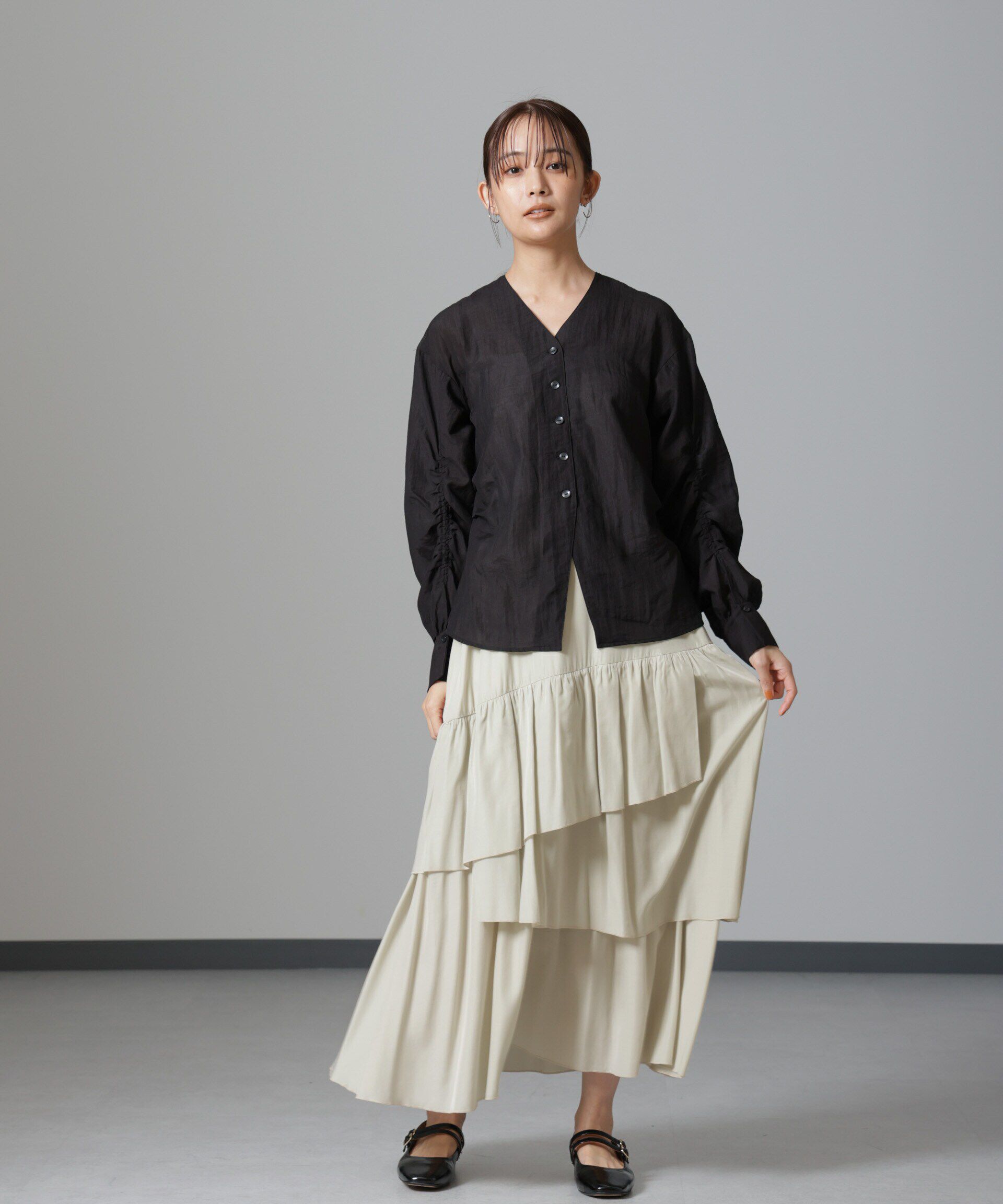 nano･universe「オーバーラップティアードスカート」|スカート|
