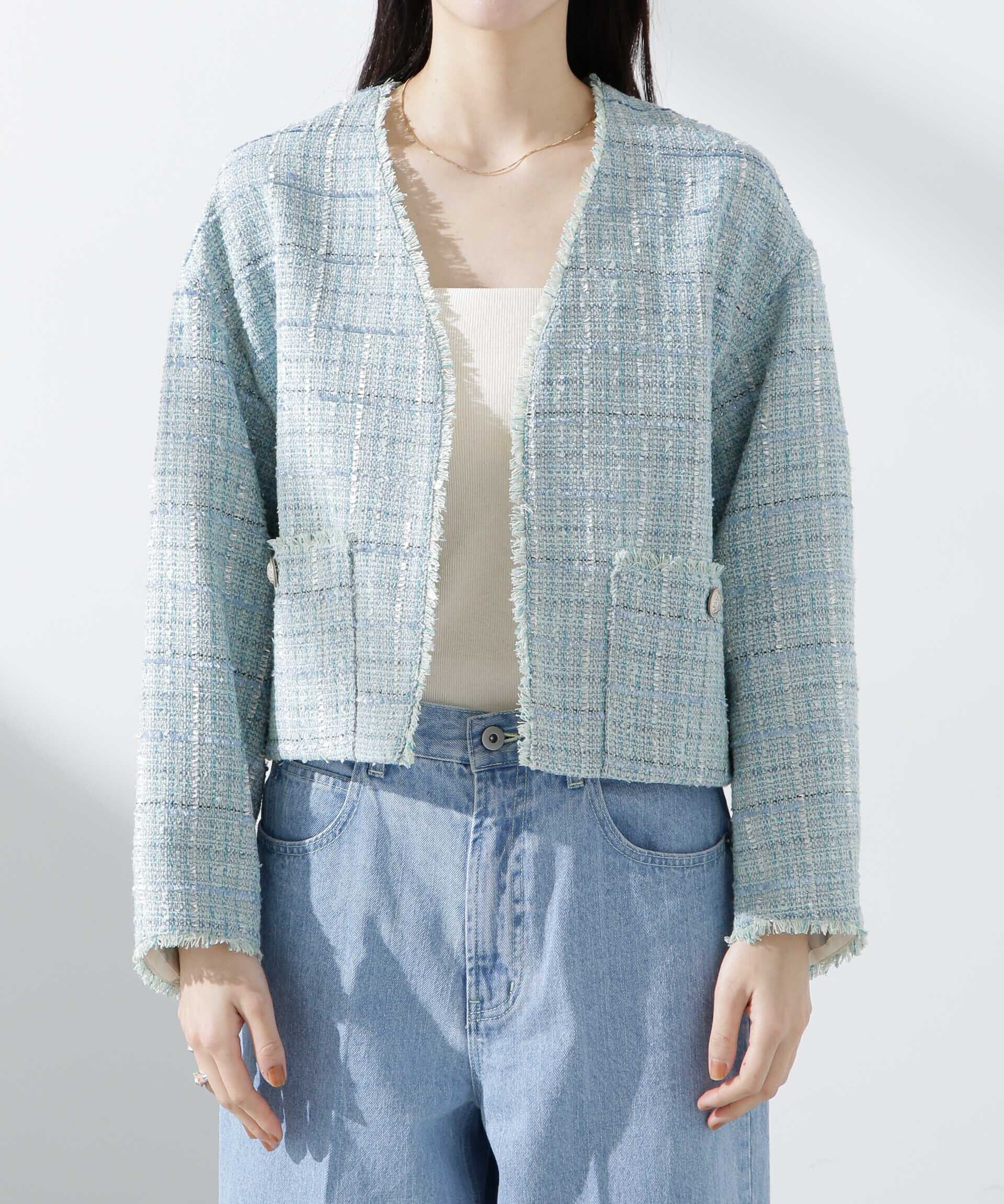 nano･universe「ツィードポケットショートジャケット」|テーラードジャケット|