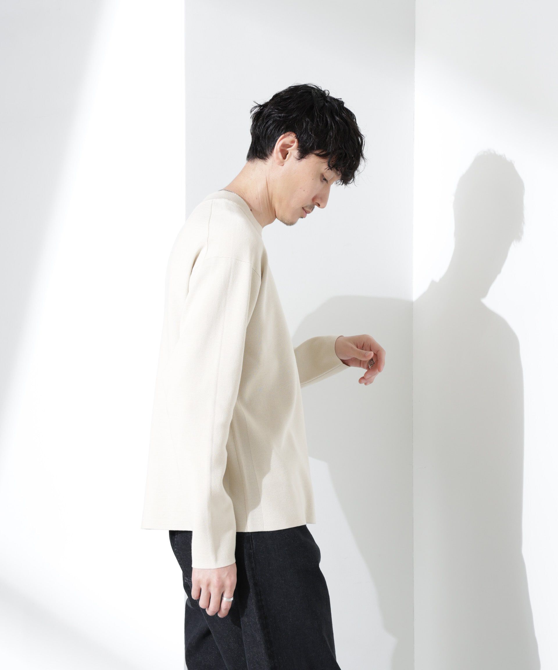 nano･universe「14ゲージミラノリブ ジャケTEE 長袖 （手洗い可能）」|ニット・セーター|