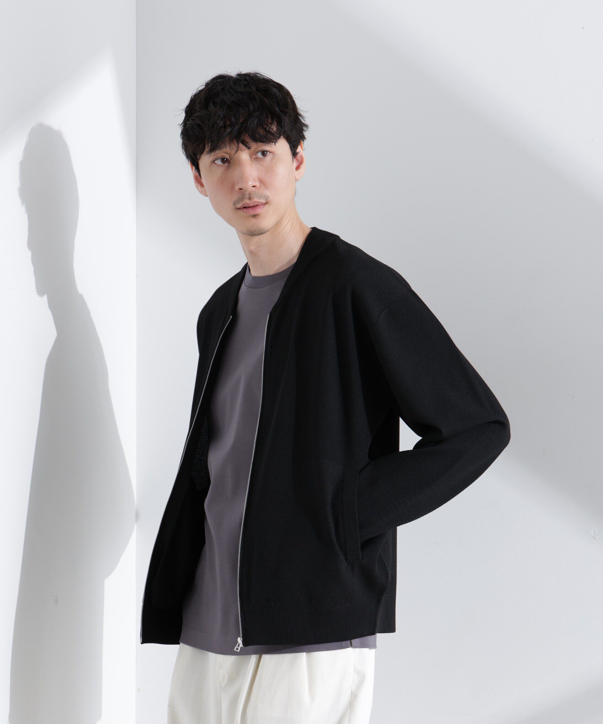 nano･universe「エアニットジップブルゾン」|ブルゾン・スタジャン|