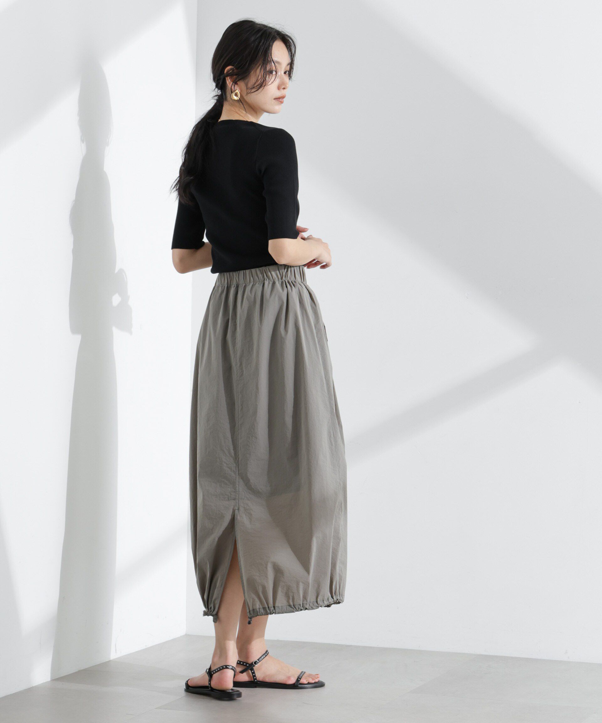 nano･universe「ウォッシャブルハイツイスト五分袖リブニット」|ニット・セーター|