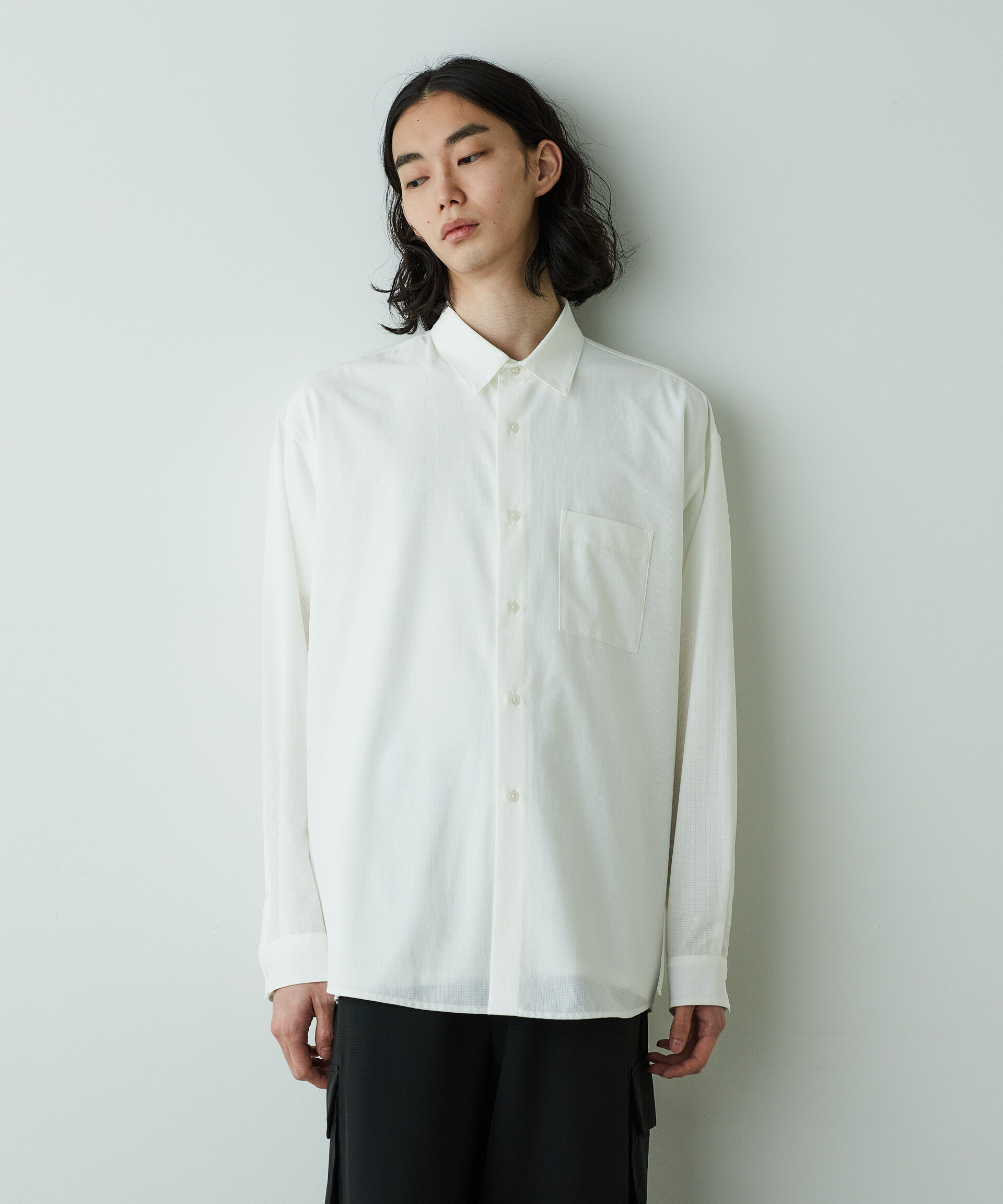 nano･universe「「HOTEL PALACE」オテルパラス アスレチックテックレギュラーカラーシャツ」|シャツ・ブラウス|ホワイト