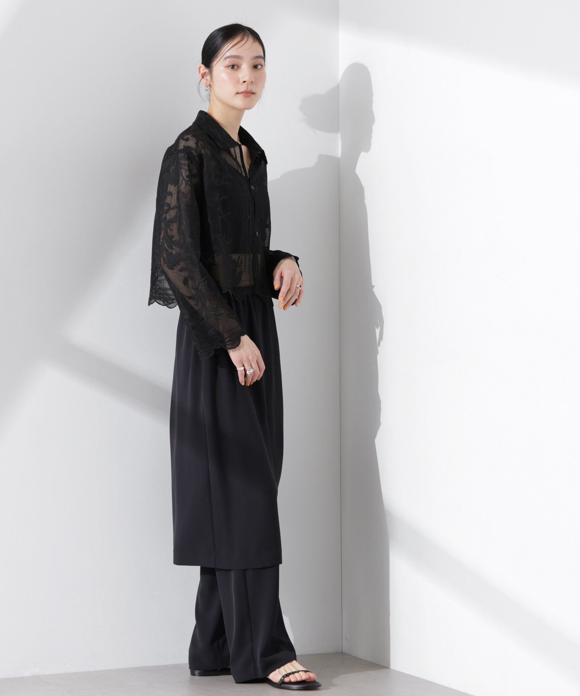 nano･universe「ラップスカート付きツイルパンツ」|チノ|