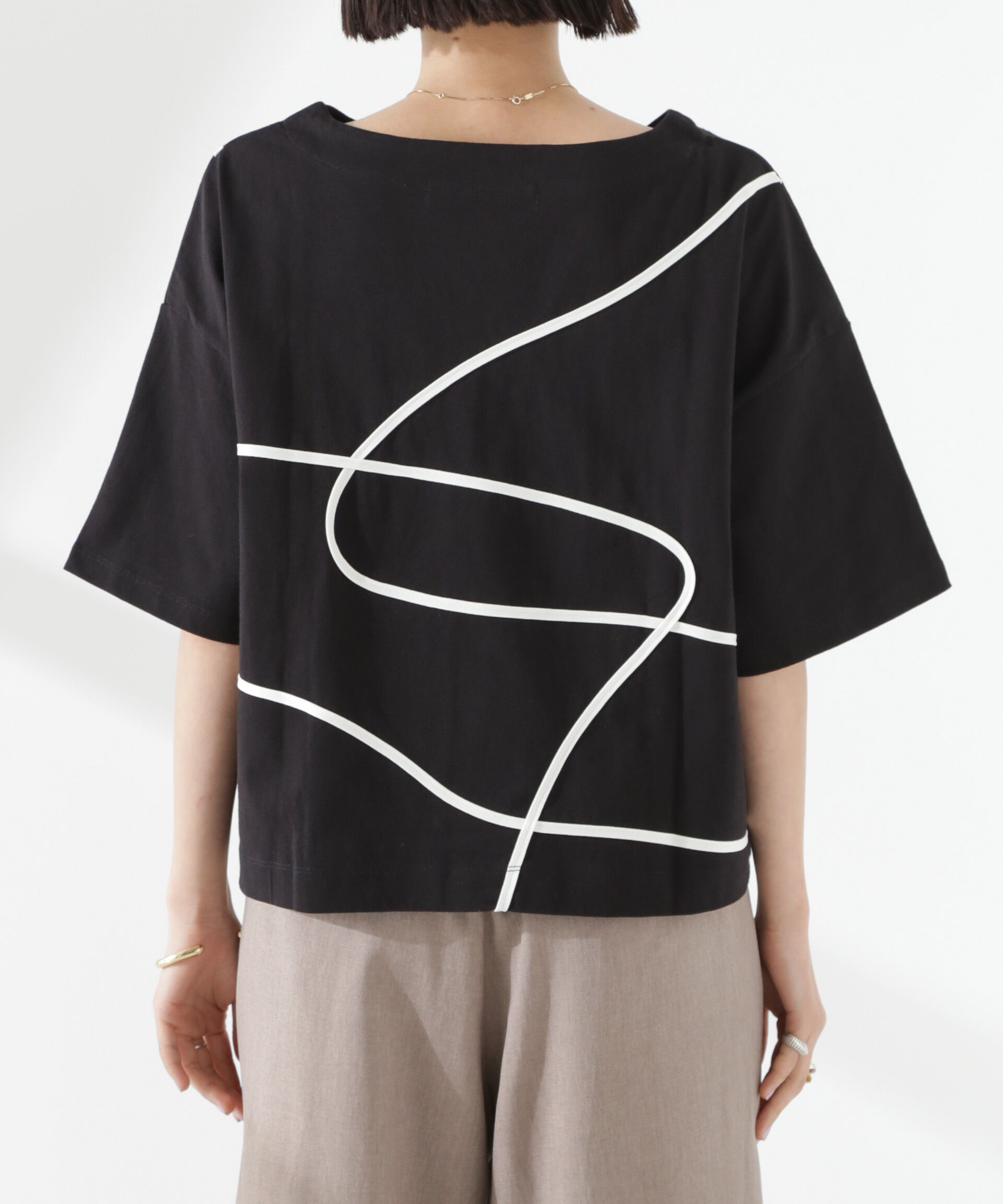 nano･universe「コード刺繍クルーネックカットトップス」|Tシャツ・カットソー|