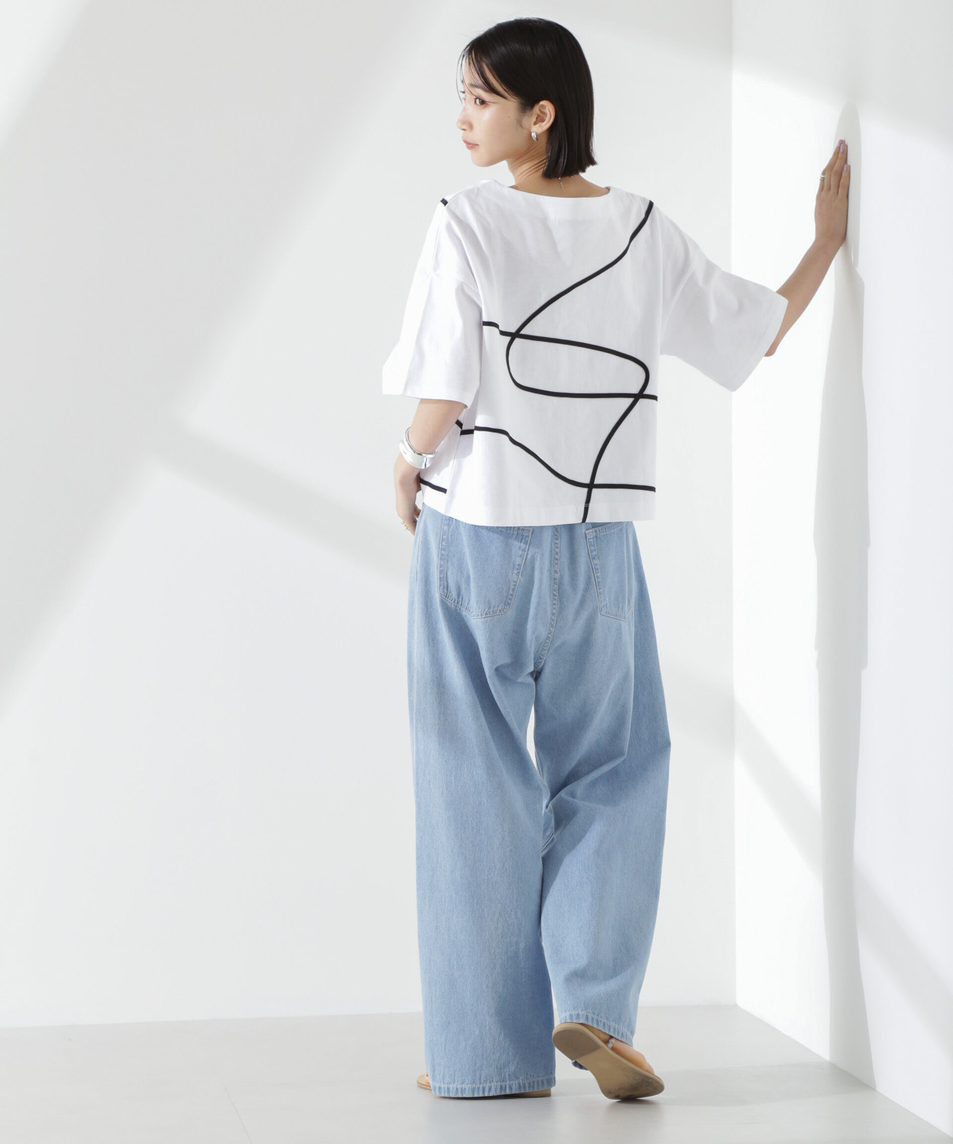 nano･universe「コード刺繍クルーネックカットトップス」|Tシャツ・カットソー|