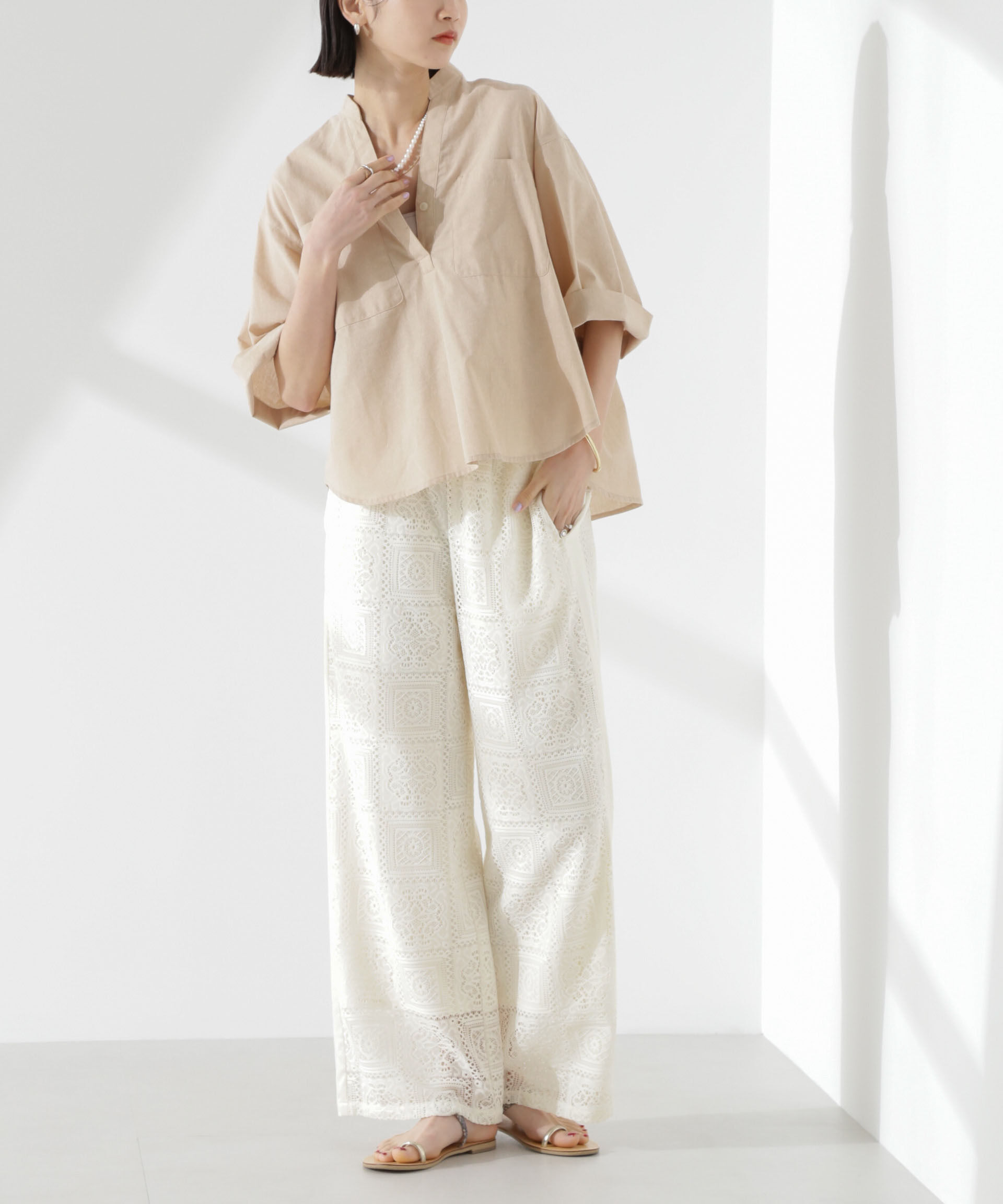 nano･universe「サイド切り替えレースパンツ」|チノ|