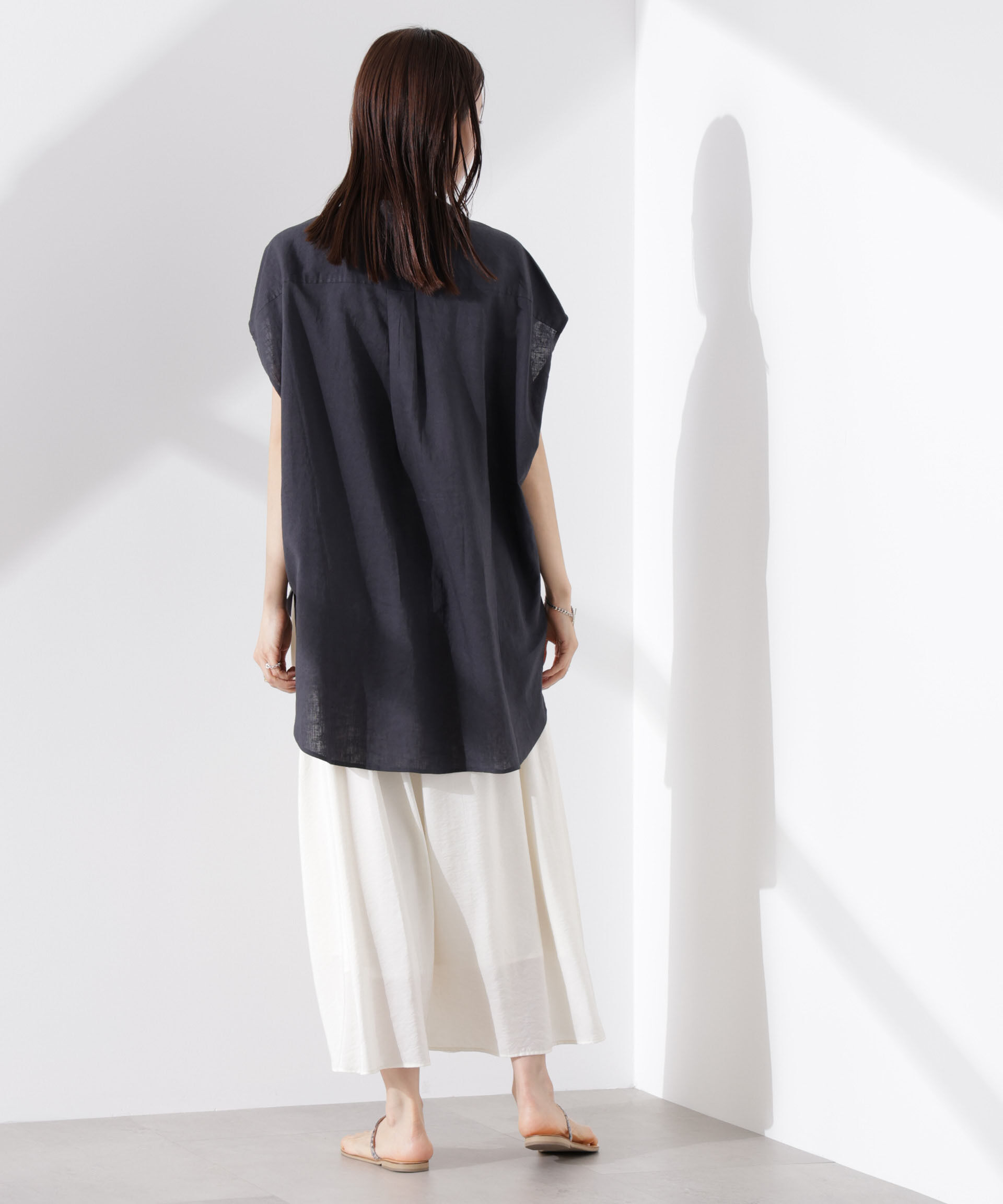 nano･universe「Anti Smell Linen フレンチスリーブシャツ」|シャツ・ブラウス|