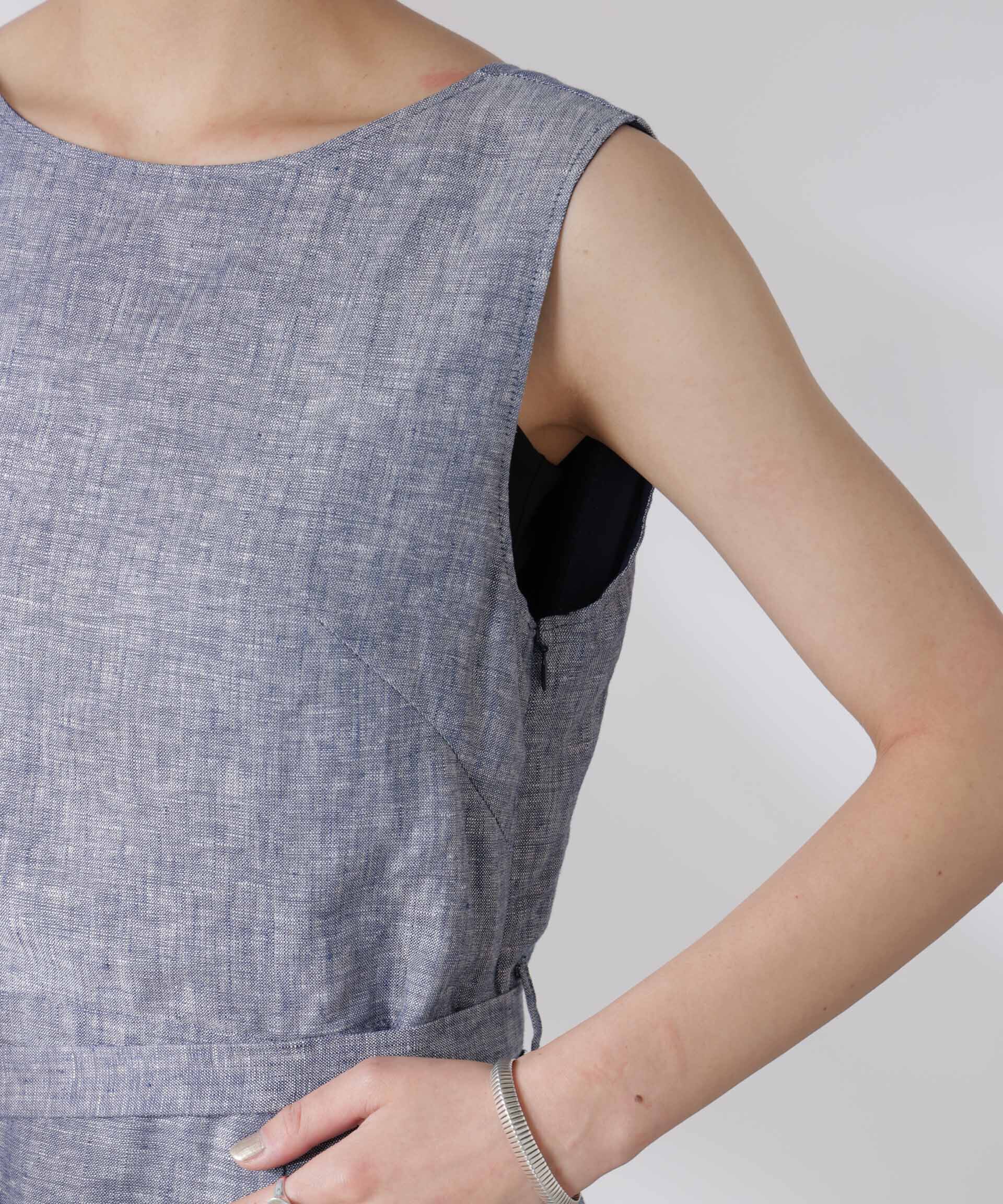 nano･universe「ヨーロピアンフラックス Aラインノースリーブワンピース」|ワンピース|