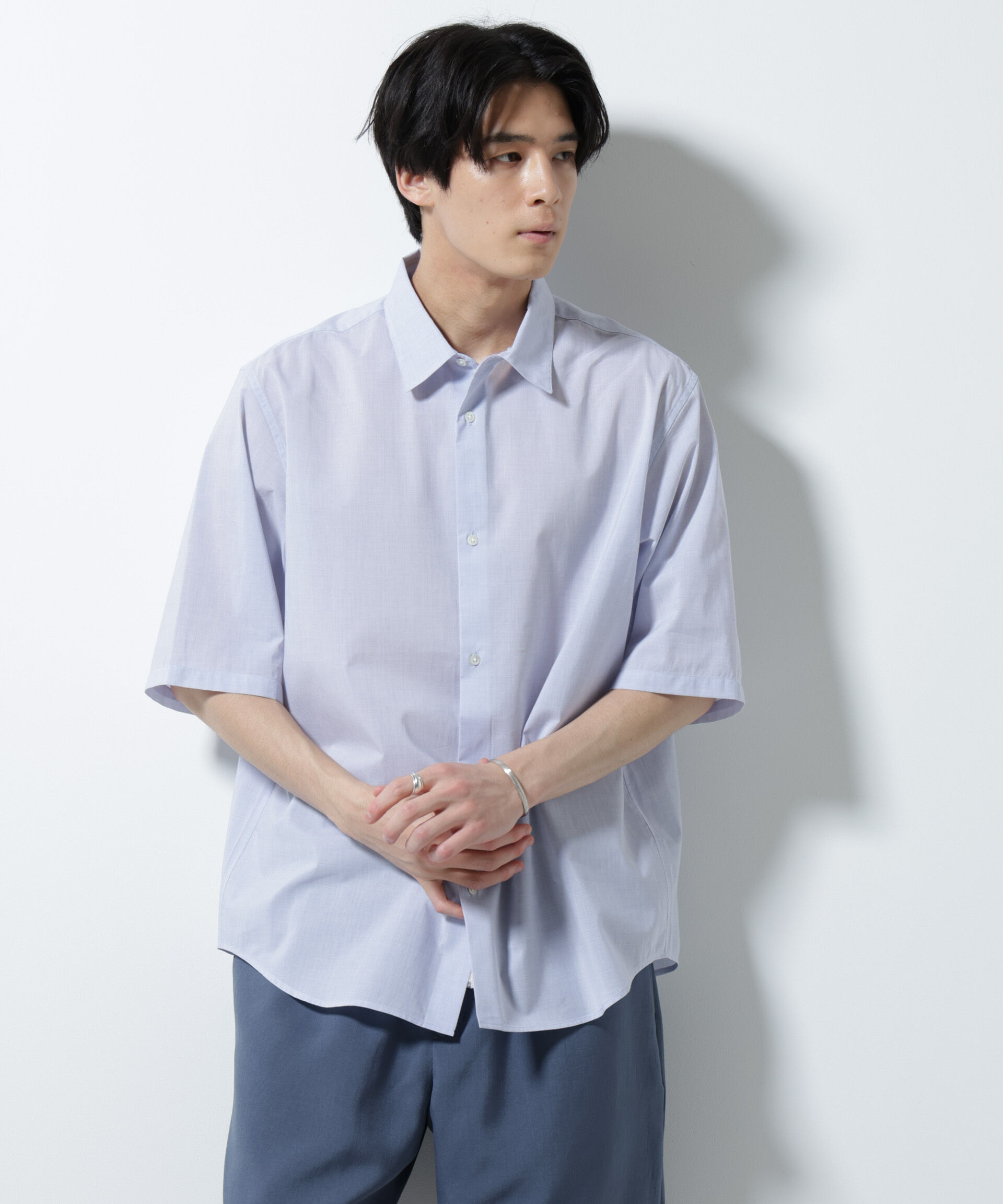nano･universe「TEXBRID(R)レギュラーカラーシャツ 半袖」|シャツ・ブラウス|L.ブルー1