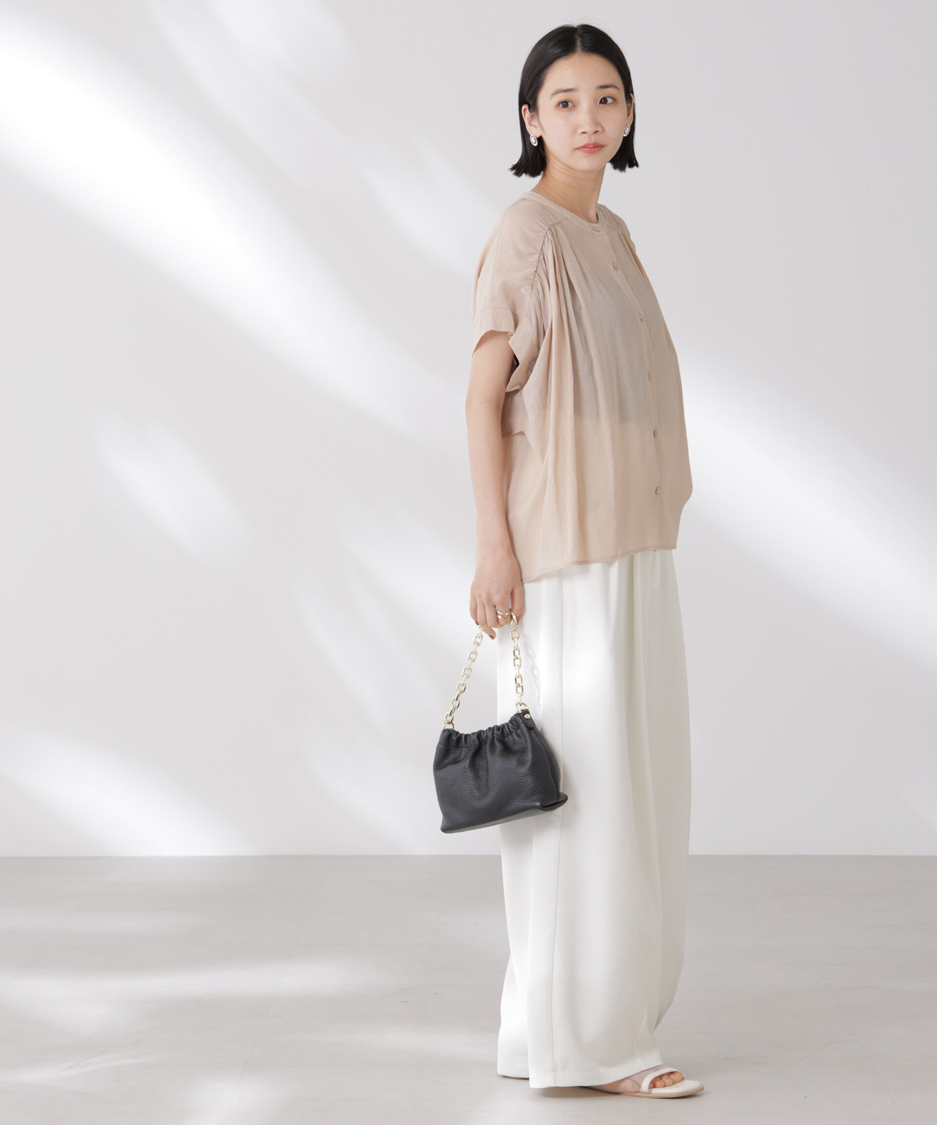 nano･universe「バックフリルギャザーシアーブラウス(セットアップ可)」|シャツ・ブラウス|