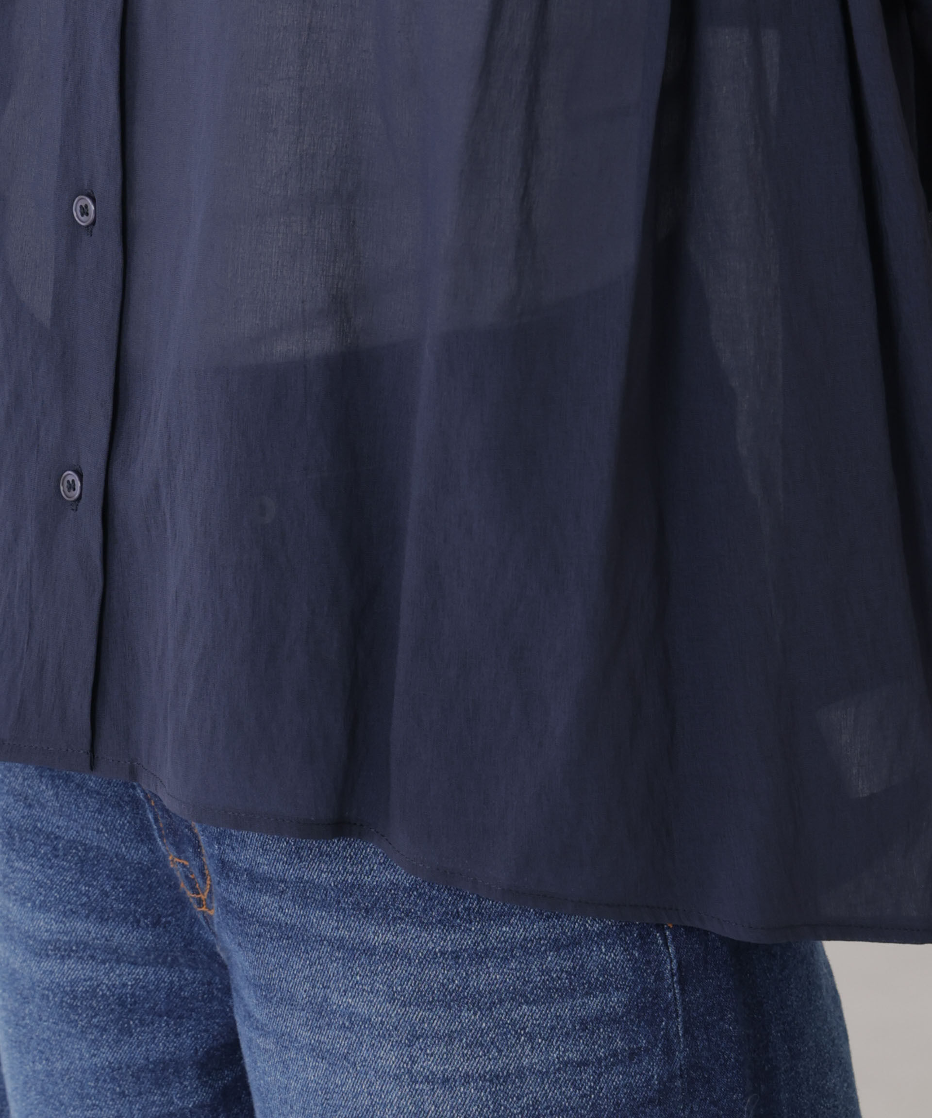 nano･universe「バックフリルギャザーシアーブラウス(セットアップ可)」|シャツ・ブラウス|