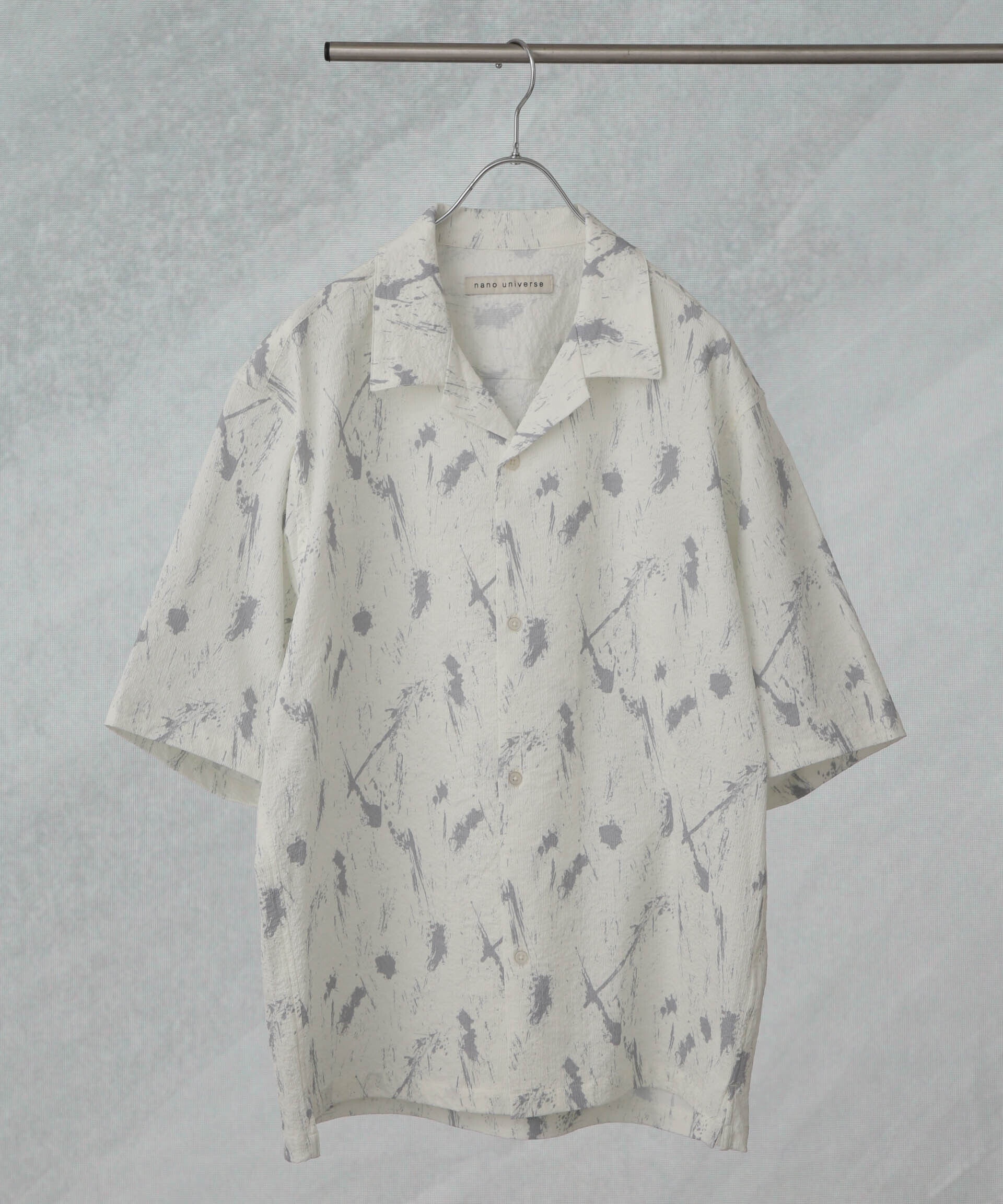 nano･universe「ランダムサッカープリントシャツ 半袖」|シャツ・ブラウス|ホワイト