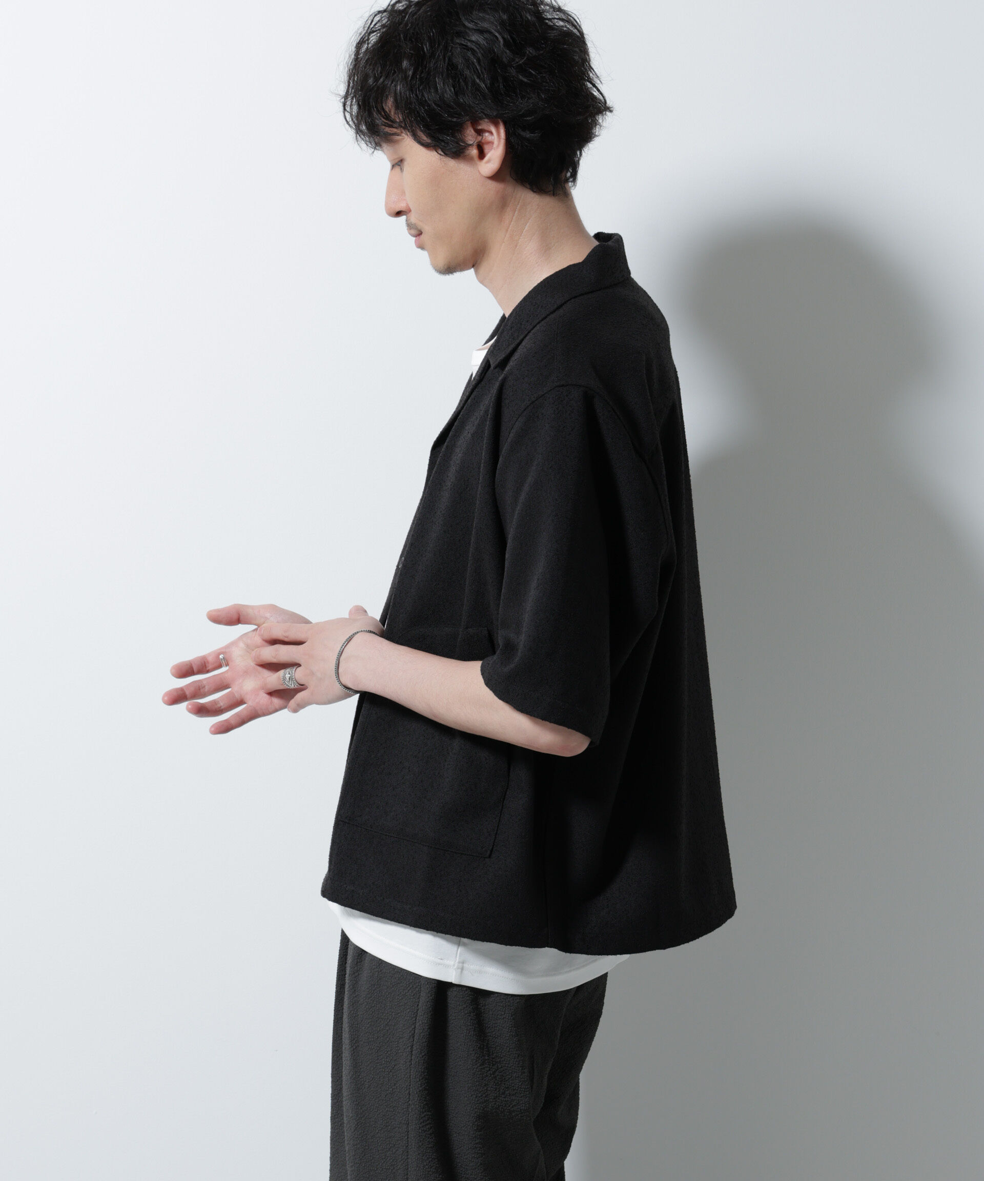 nano･universe「ネップツイルポケットシャツ 半袖」|シャツ・ブラウス|