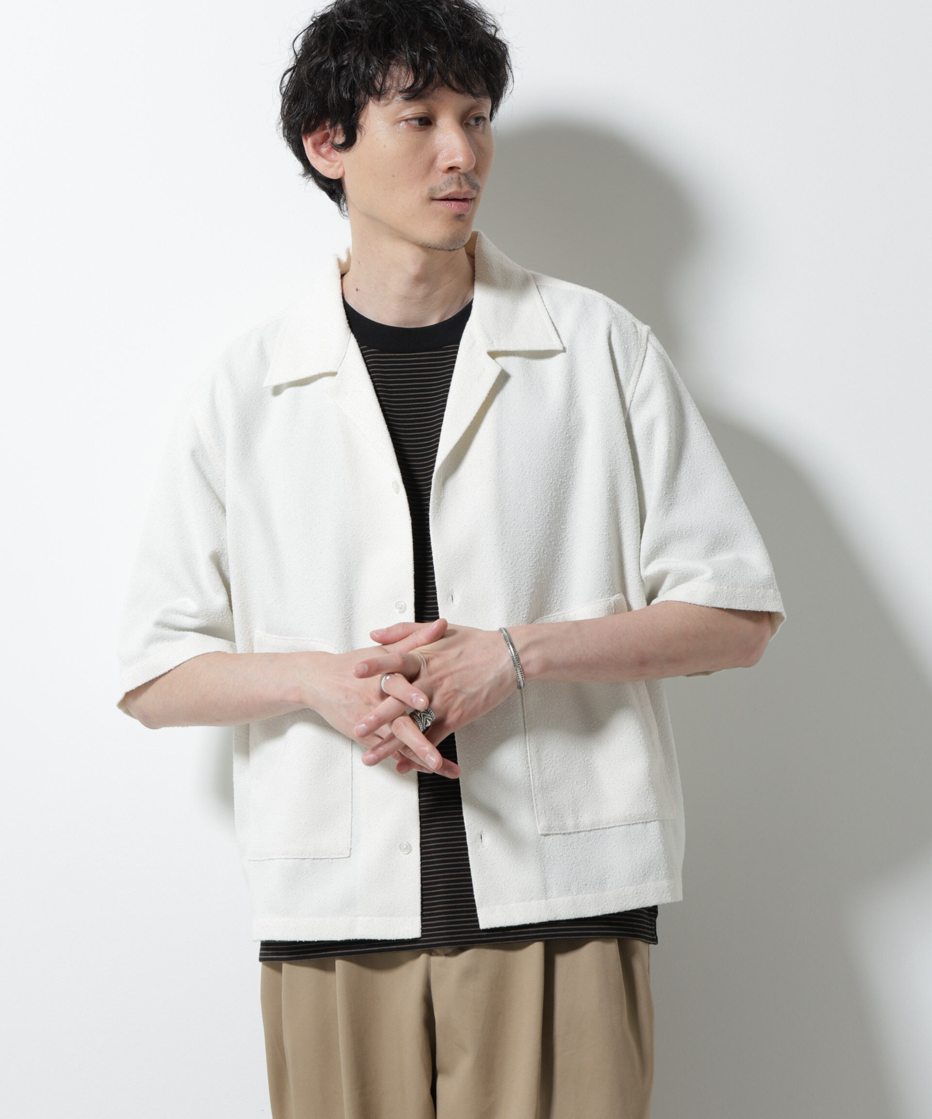 nano･universe「ネップツイルポケットシャツ 半袖」|シャツ・ブラウス|