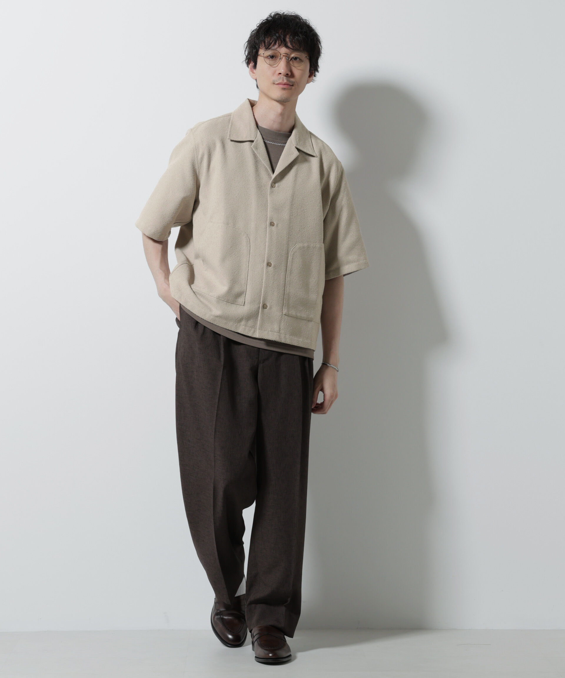 nano･universe「ネップツイルポケットシャツ 半袖」|シャツ・ブラウス|