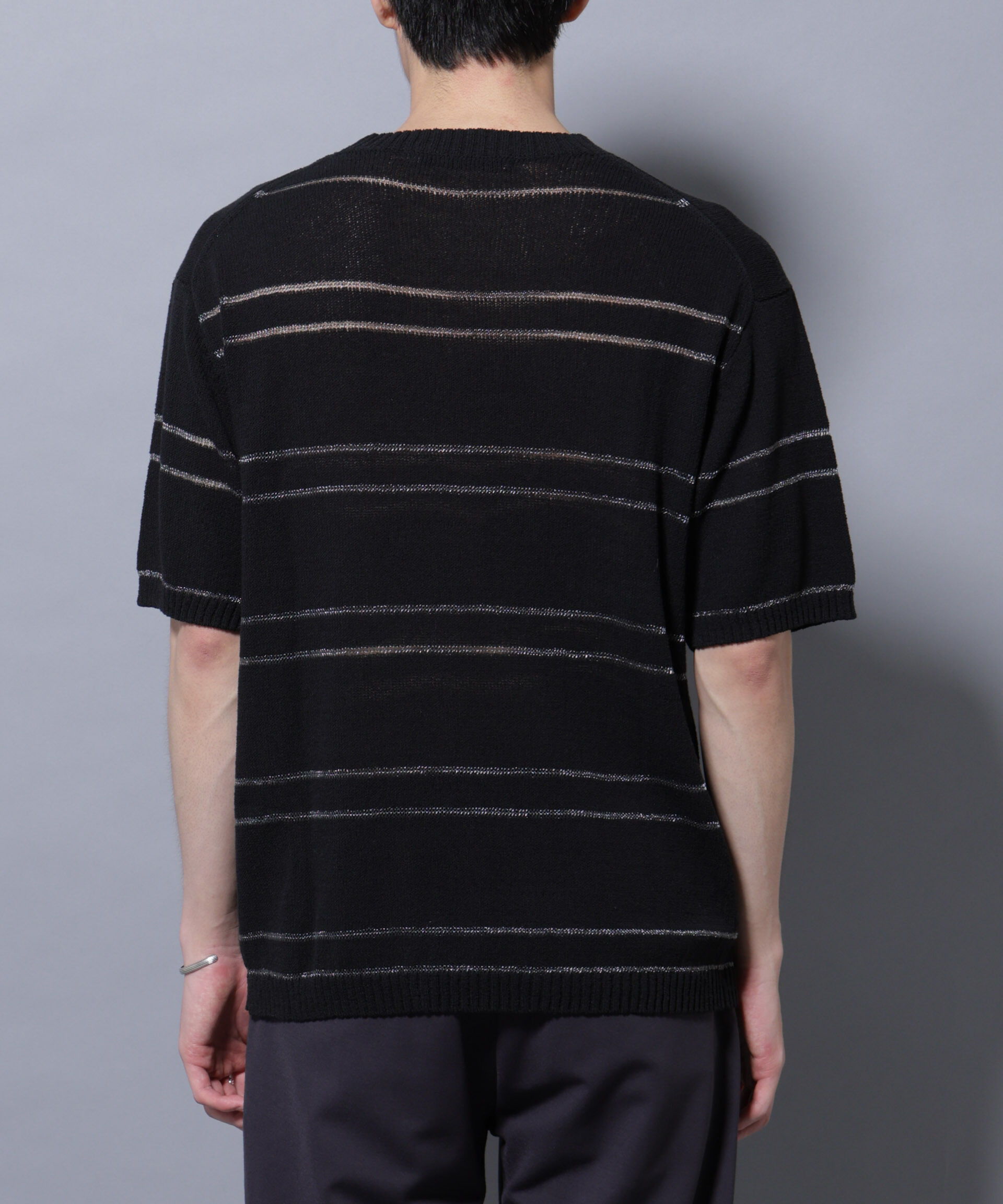 nano･universe「ブークレーラメボーダー ニットTシャツ」|ニット・セーター|