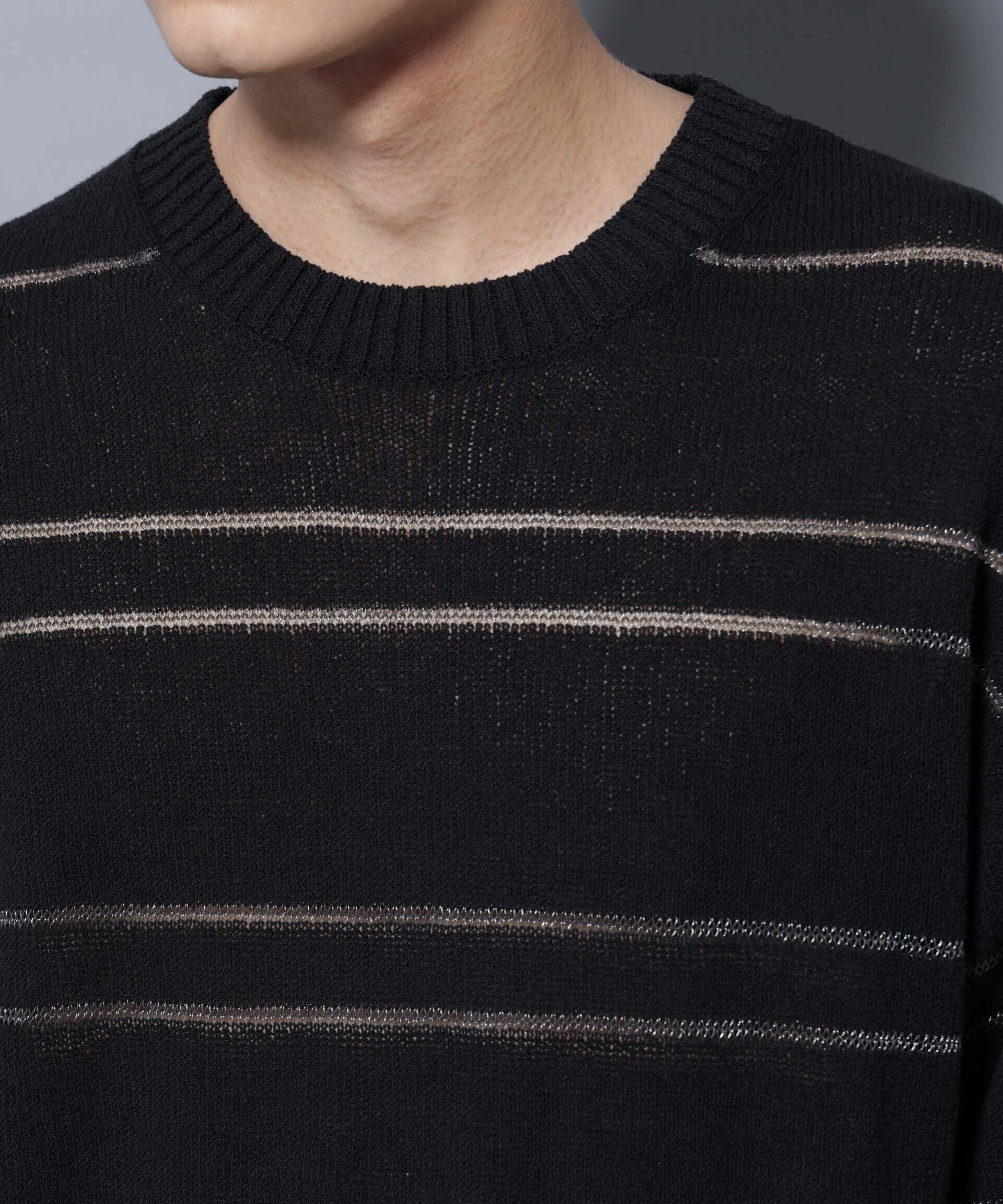 nano･universe「ブークレーラメボーダー ニットTシャツ」|ニット・セーター|