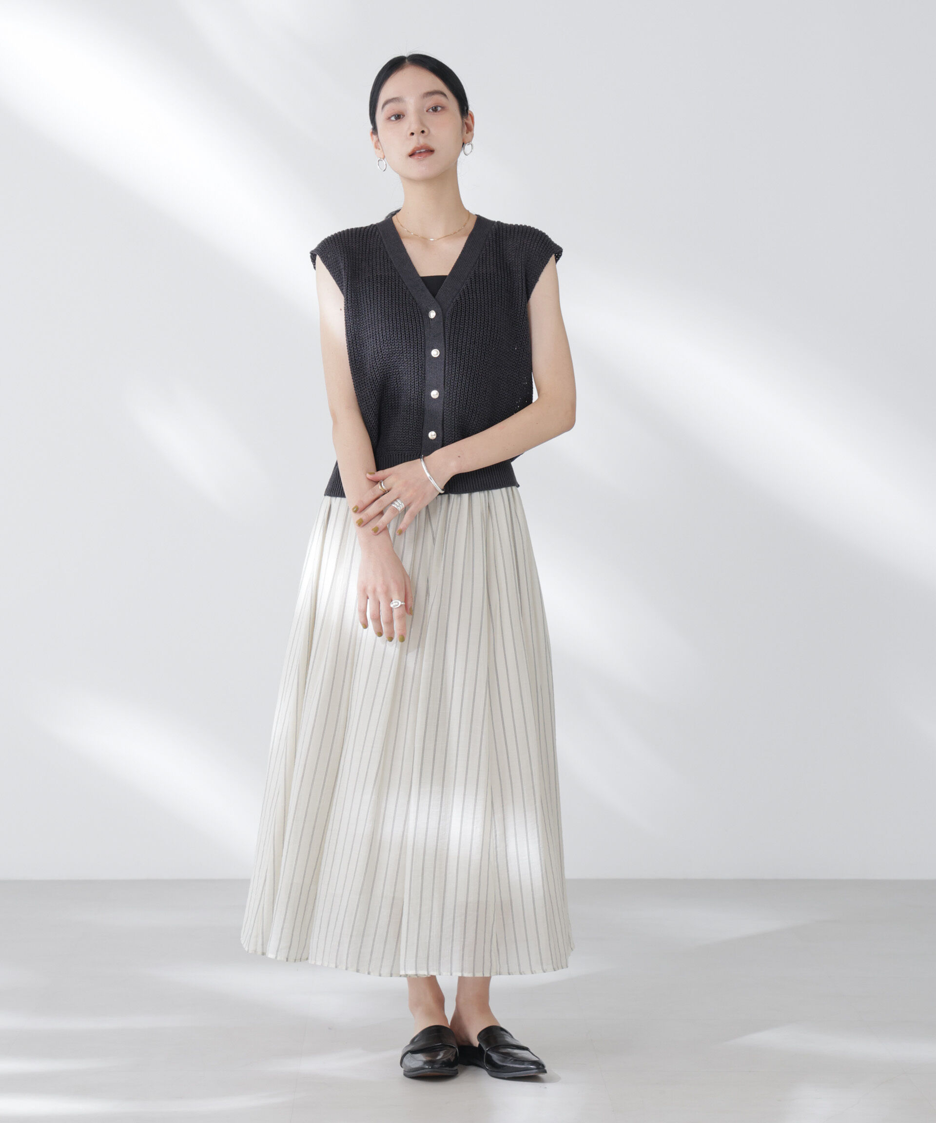 nano･universe「ペーパーヤーン畦ニットベスト」|ニット・セーター|