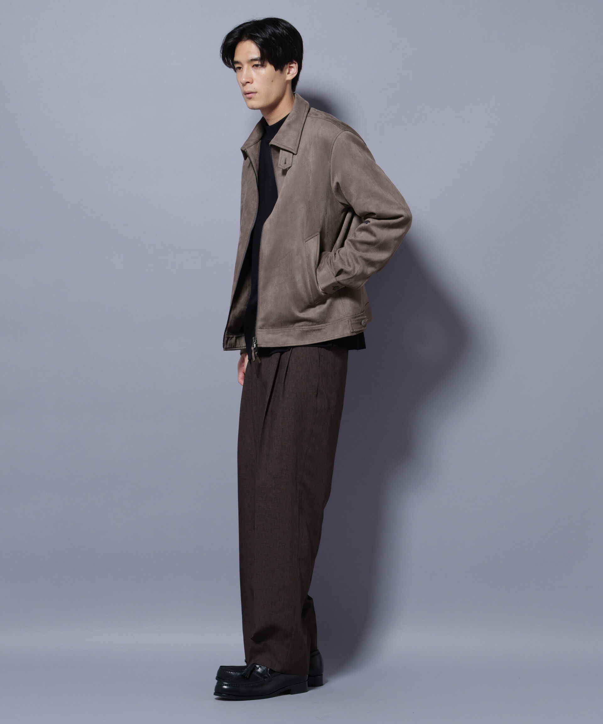 nano･universe「フェイクスエードブルゾン」|ブルゾン・スタジャン|