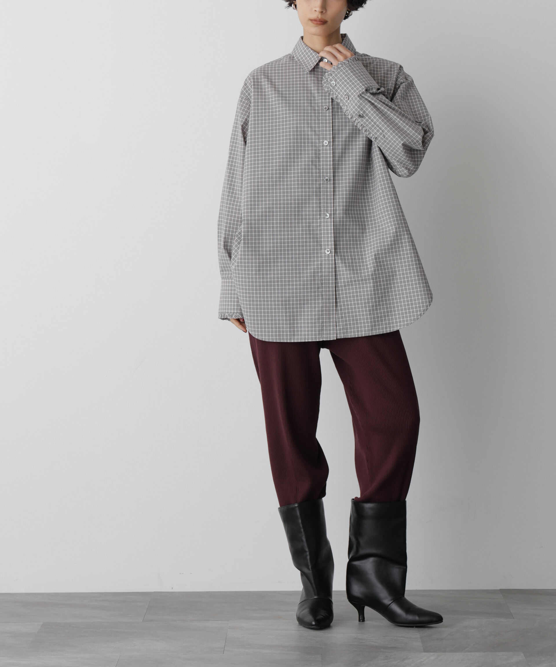  「「STEVELOUR」裾リブニットパンツ」|その他|ボルドー3