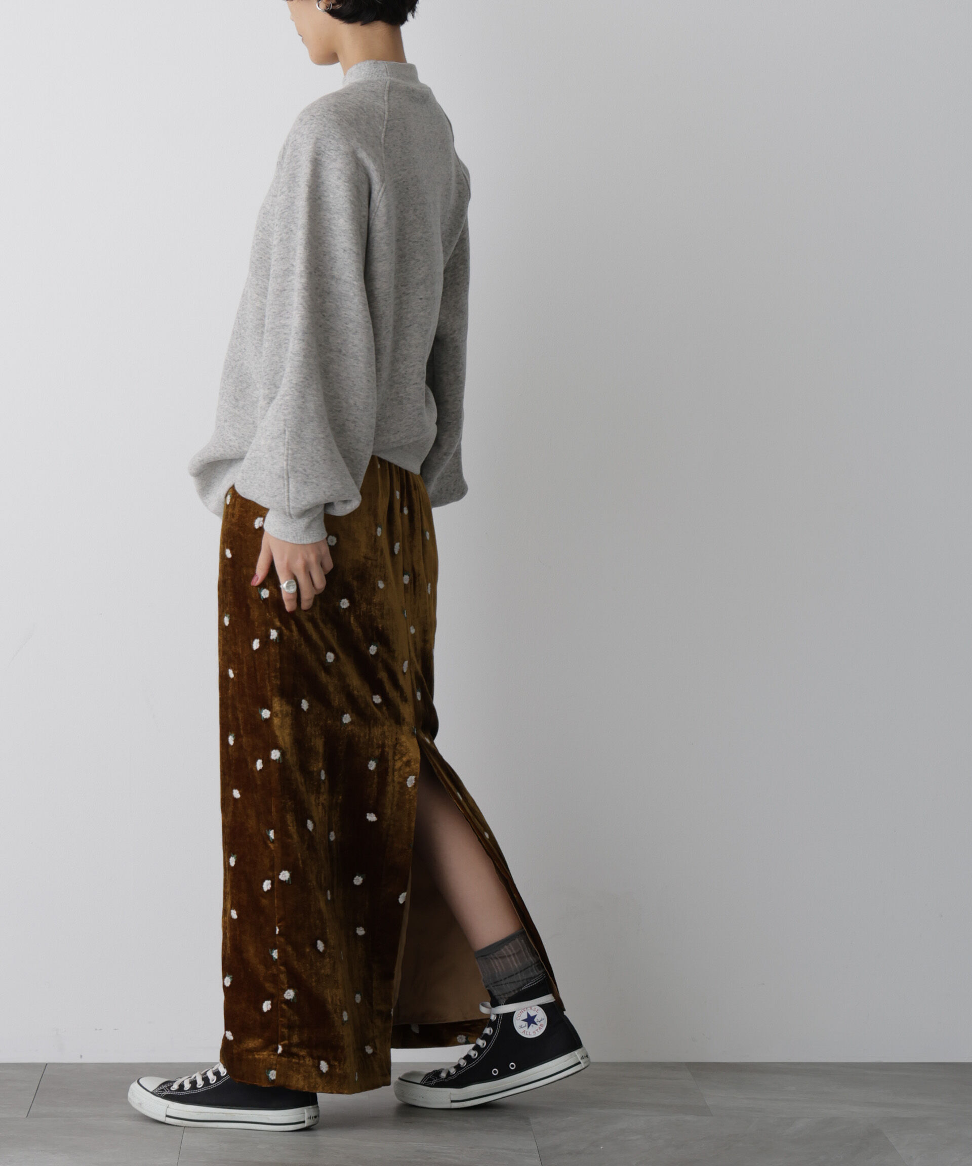  「「STEVELOUR」ベロアブルームロングスカート(セットアップ可)」|スカート|