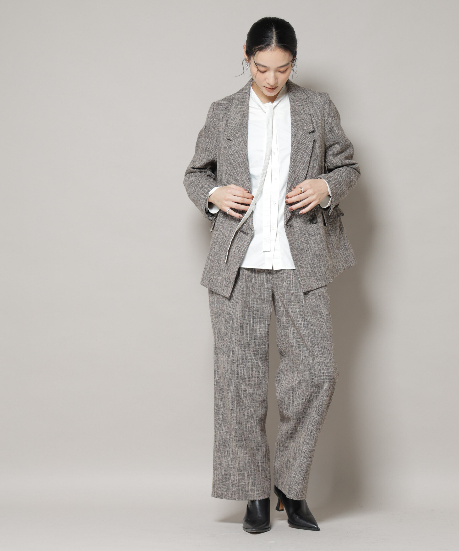 nano･universe「ツイードセミダブルジャケット(セットアップ可)」|テーラードジャケット|