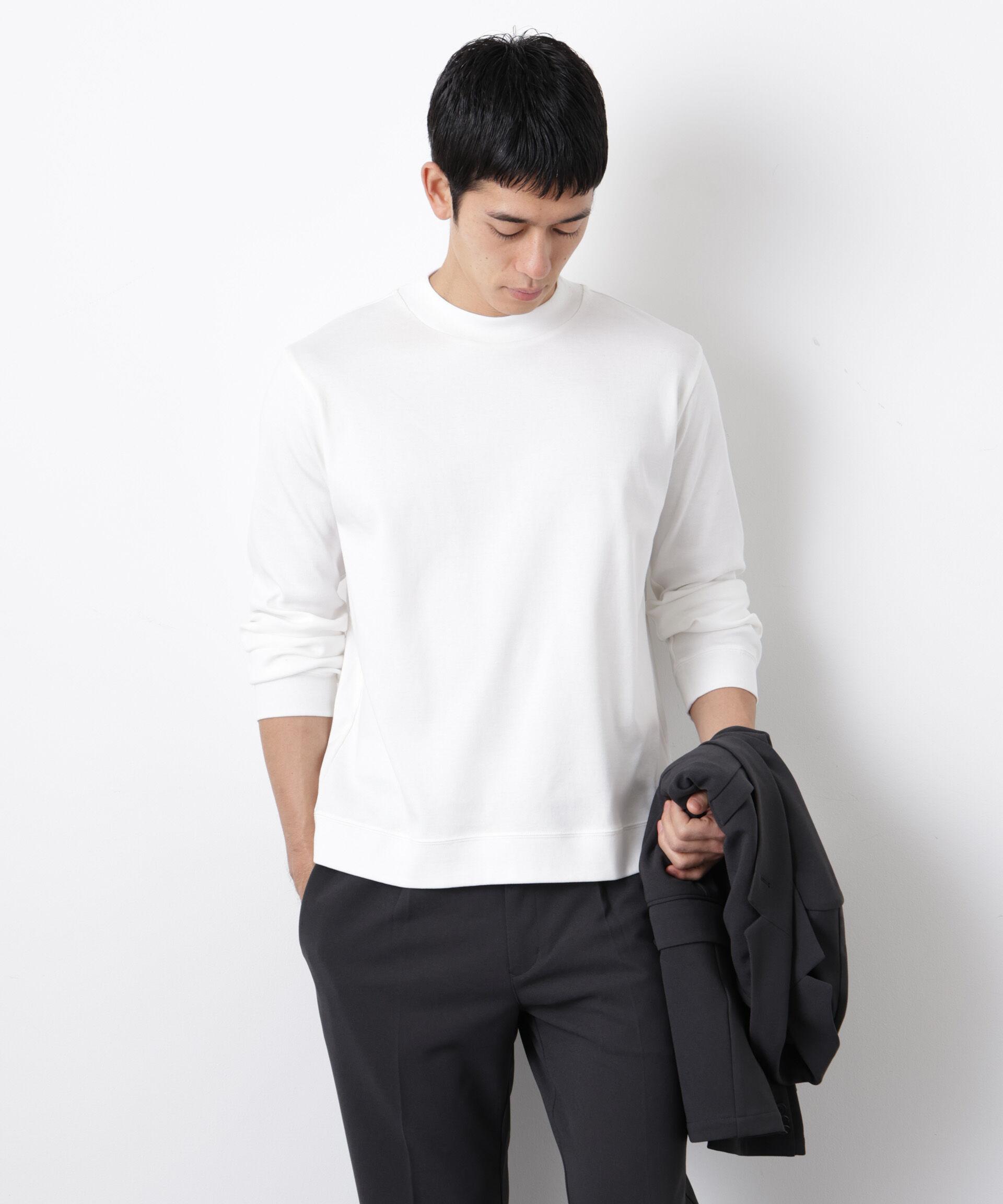 nano･universe「「FORMAL JERSEY」モックネックカットソー長袖」|Tシャツ・カットソー|ホワイト