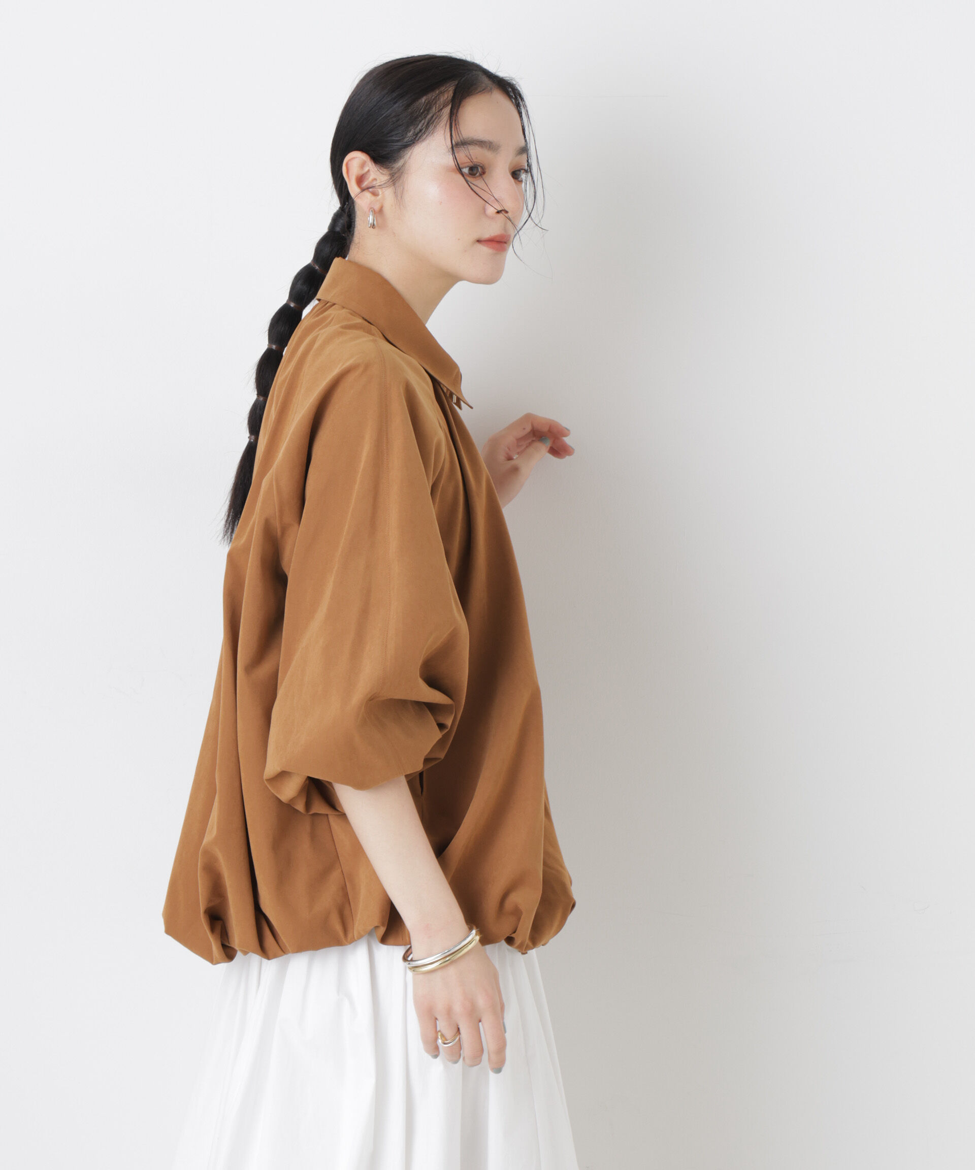 nano･universe「ライトスエードギャザーバルーンブルゾン」|ブルゾン・スタジャン|