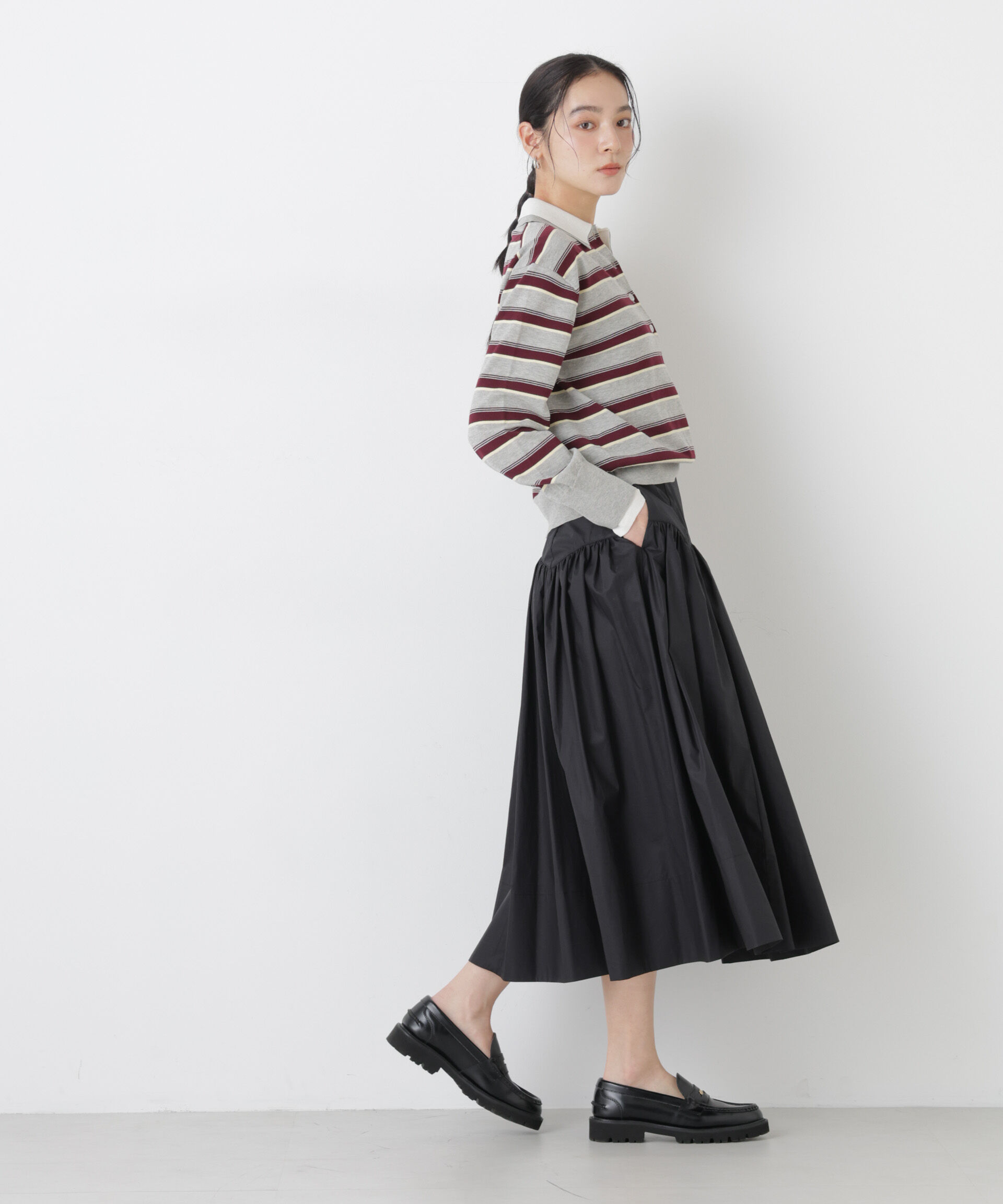 nano･universe「ローギャザーミディスカート」|スカート|