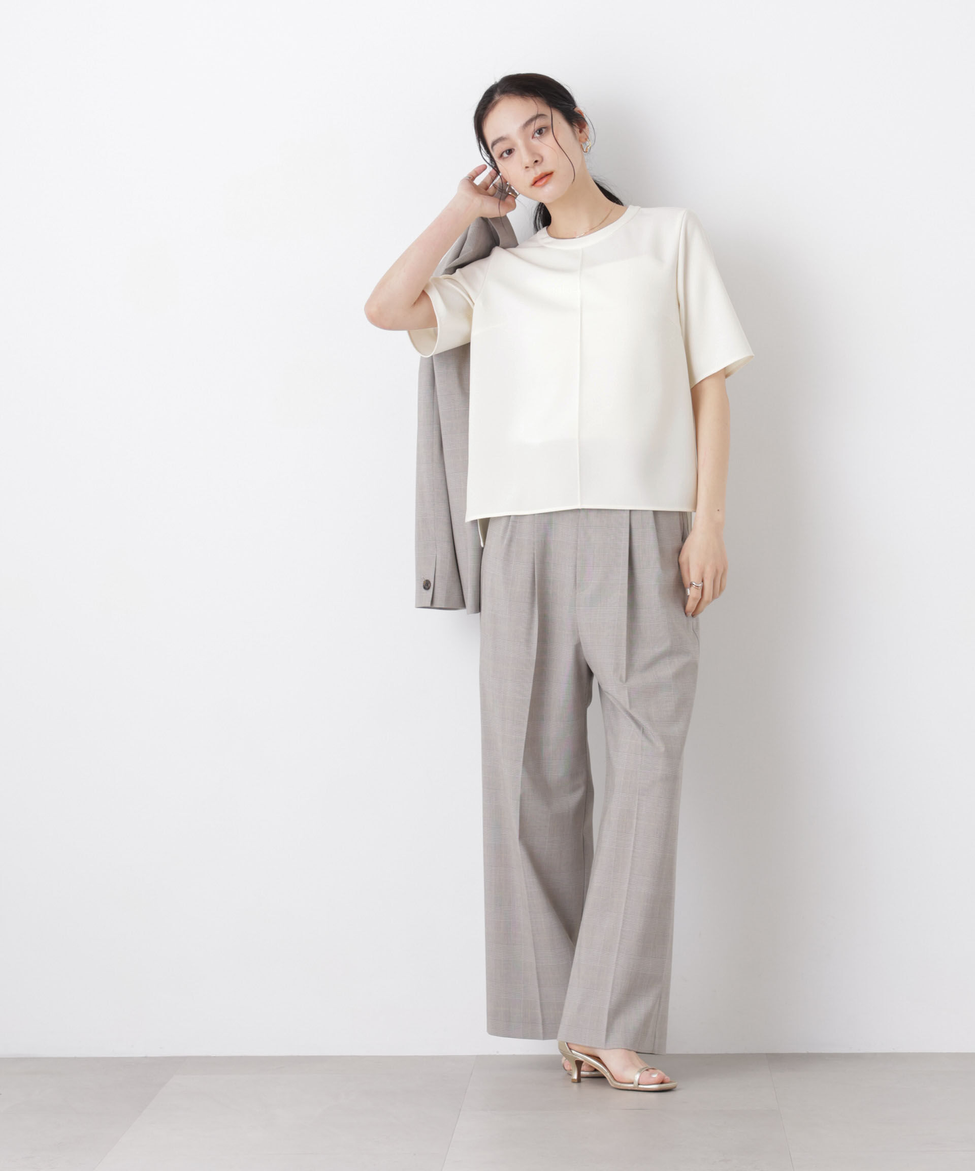 nano･universe「DressT/クルーネックハーフスリーブブラウス」|シャツ・ブラウス|