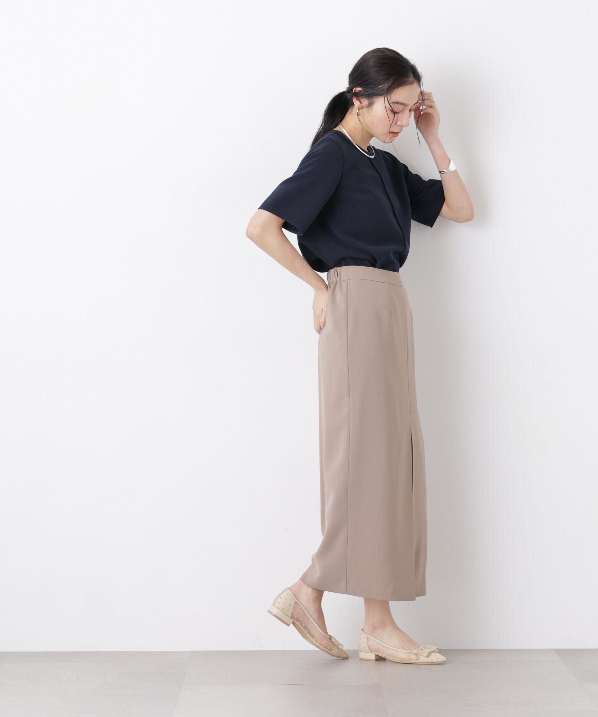 nano･universe「DressT/クルーネックハーフスリーブブラウス」|シャツ・ブラウス|