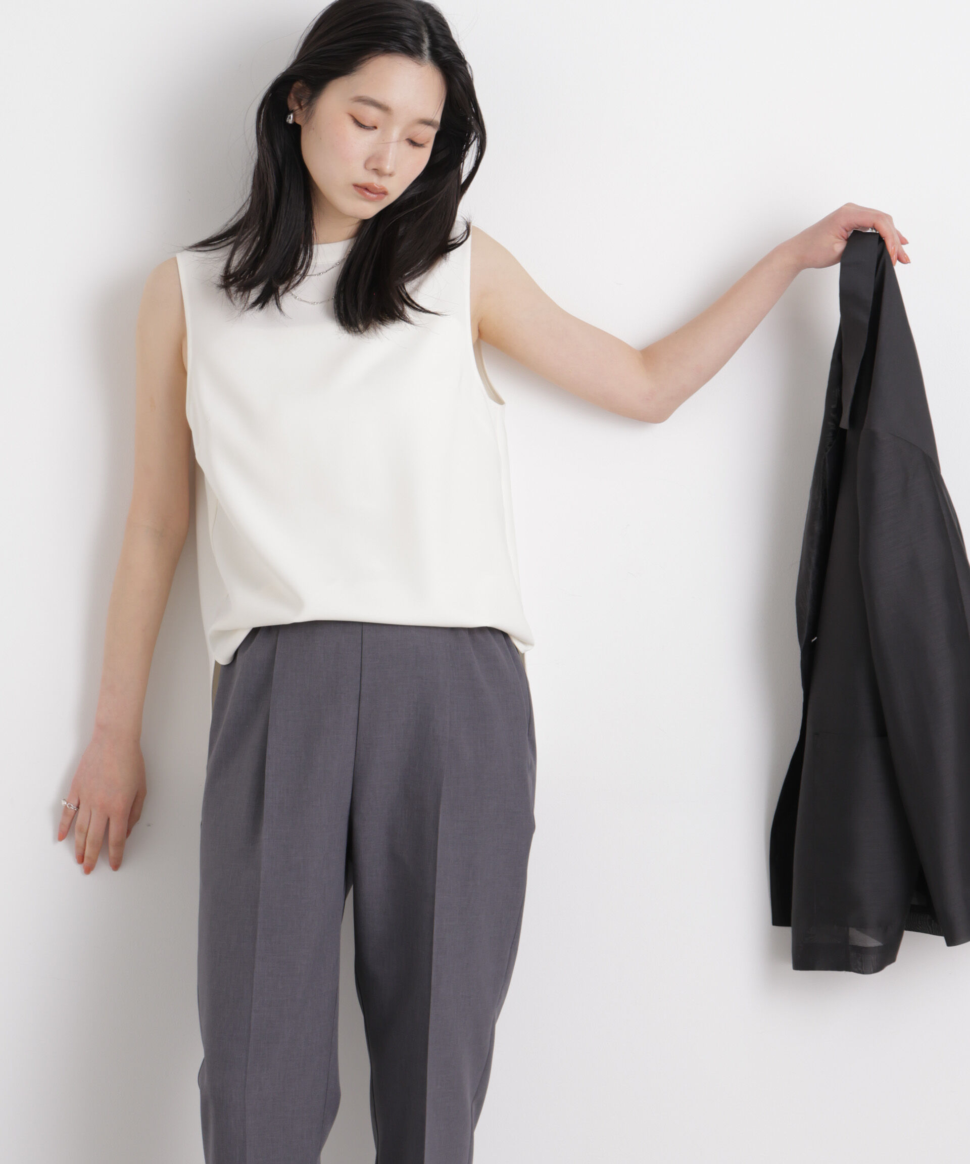 nano･universe「DressT/スタンドカラーノースリーブブラウス」|シャツ・ブラウス|