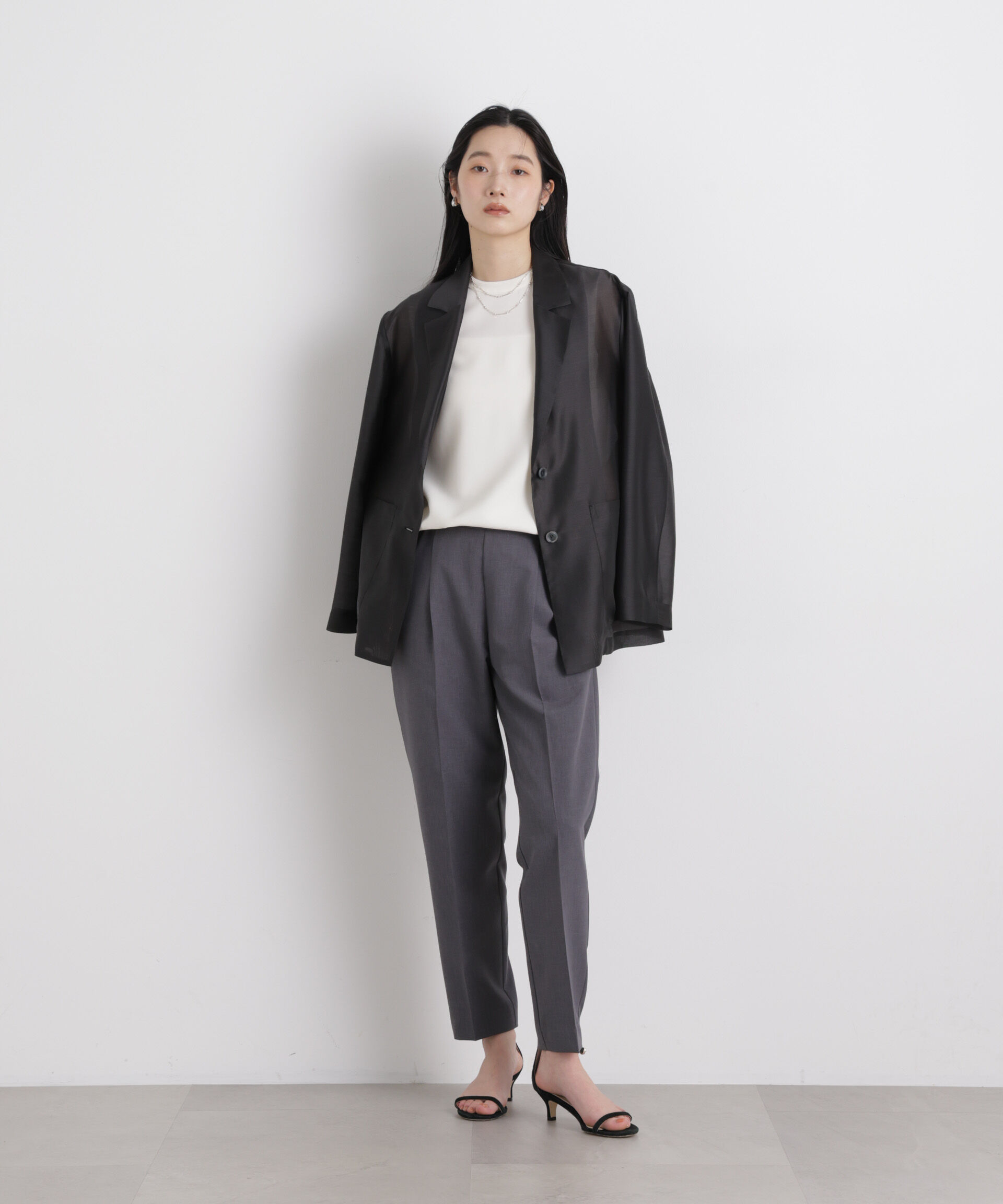 nano･universe「DressT/スタンドカラーノースリーブブラウス」|シャツ・ブラウス|