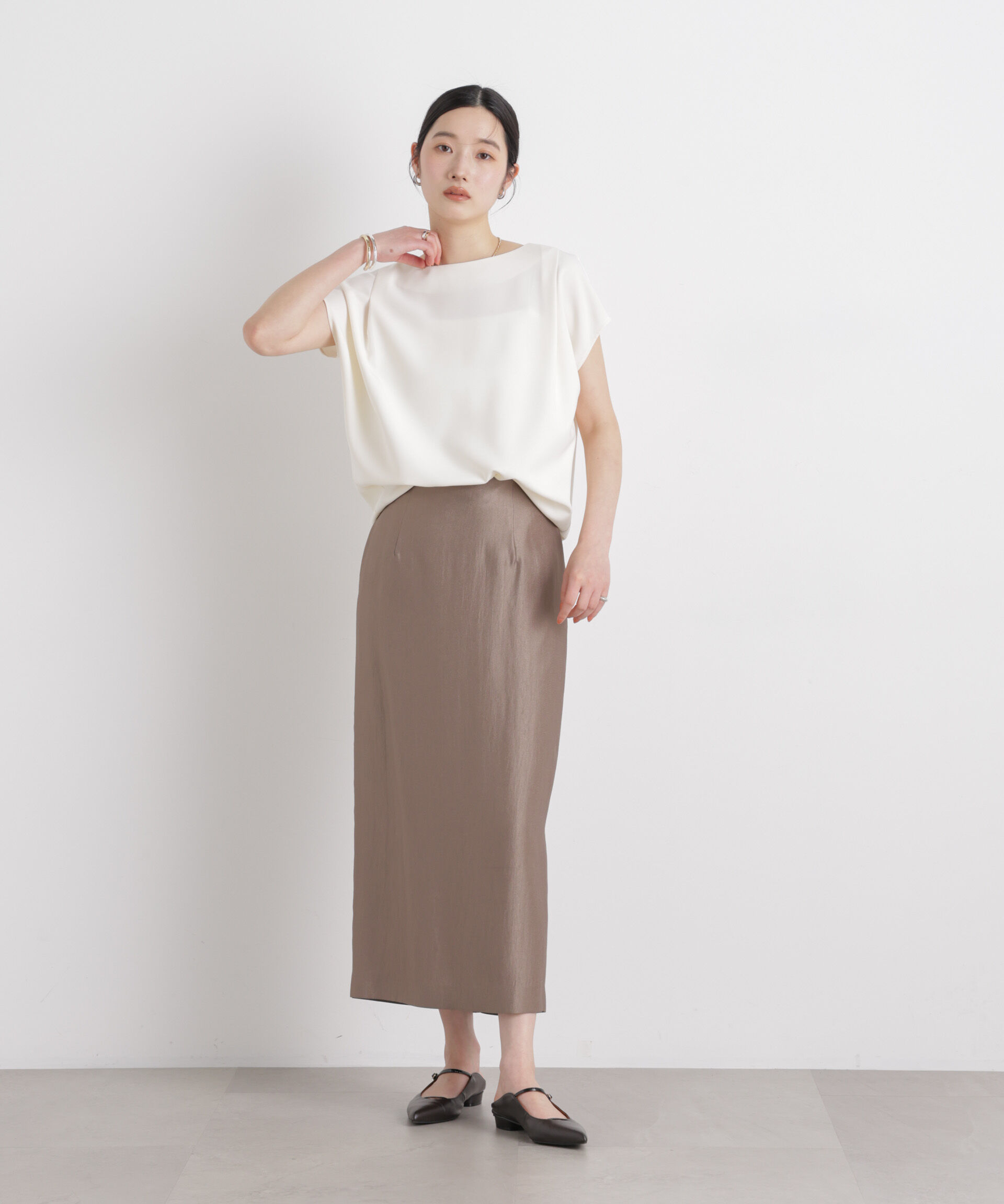 nano･universe「DressT/ボートネックタックコクーンブラウス」|シャツ・ブラウス|