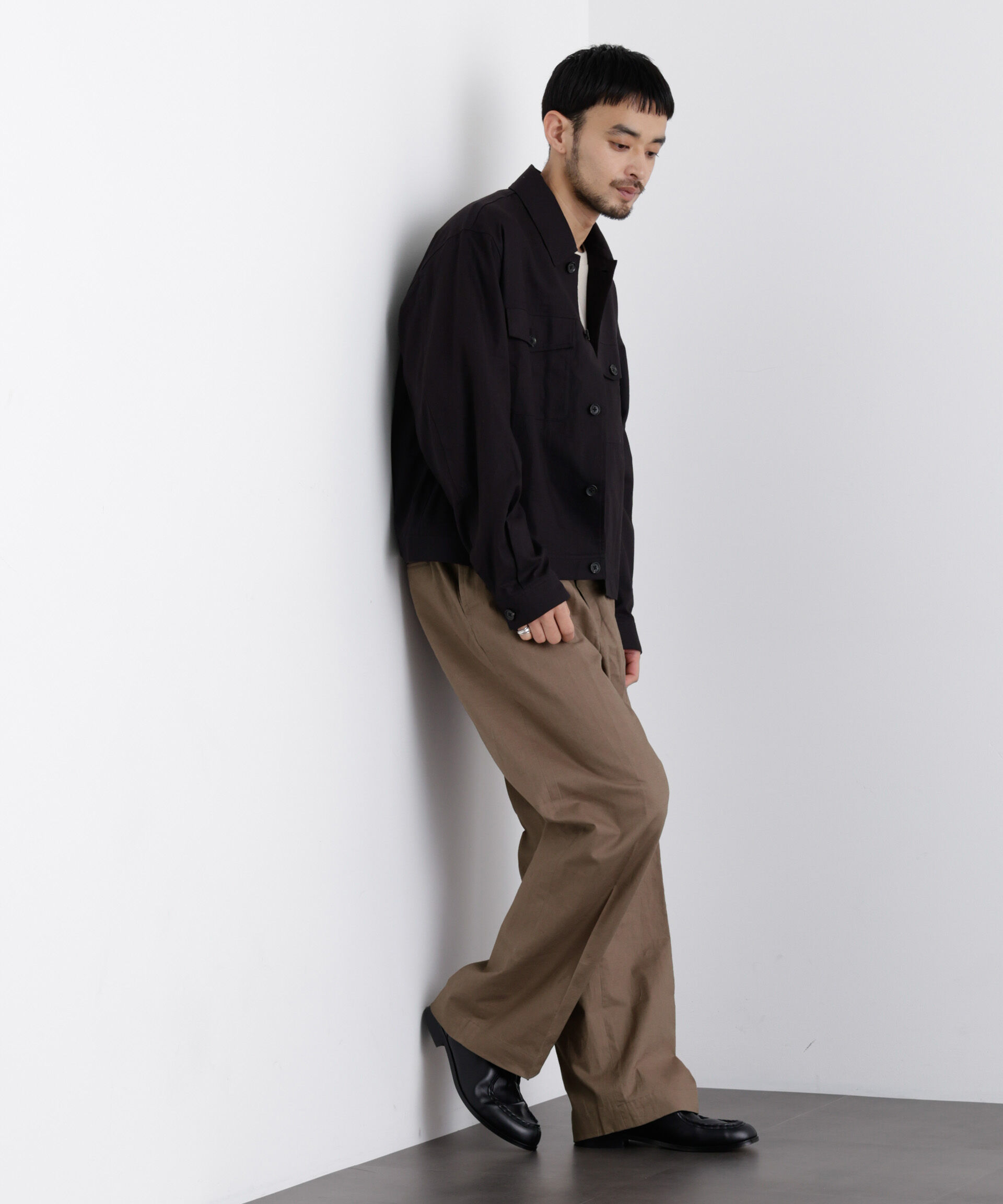 nano･universe「｢FRENCH LINEN｣ リネンコットンストレートパンツ（セットアップ可）」|チノ|