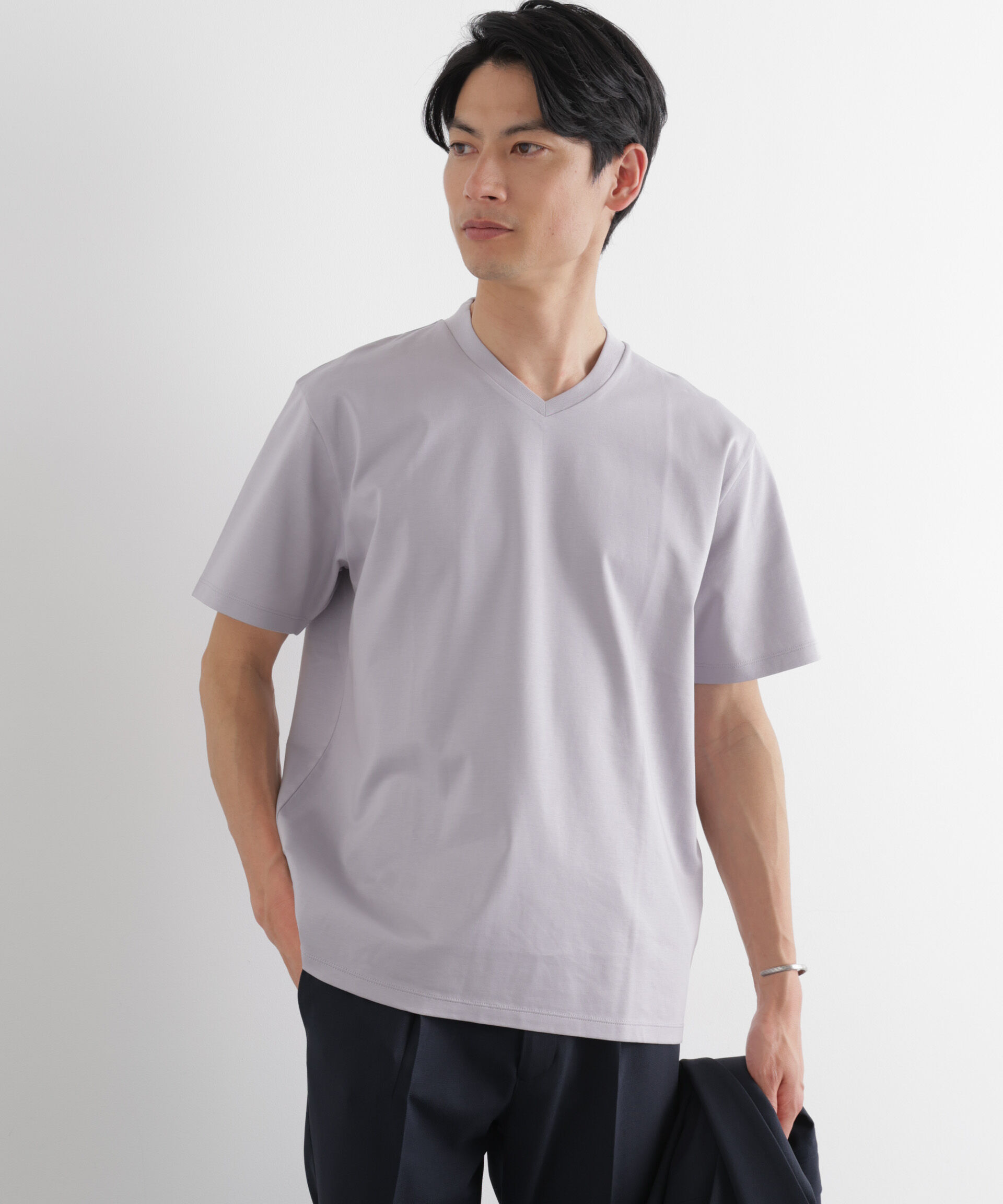 nano･universe「ジャケT(R)プレミアム Vネック 半袖」|Tシャツ・カットソー|