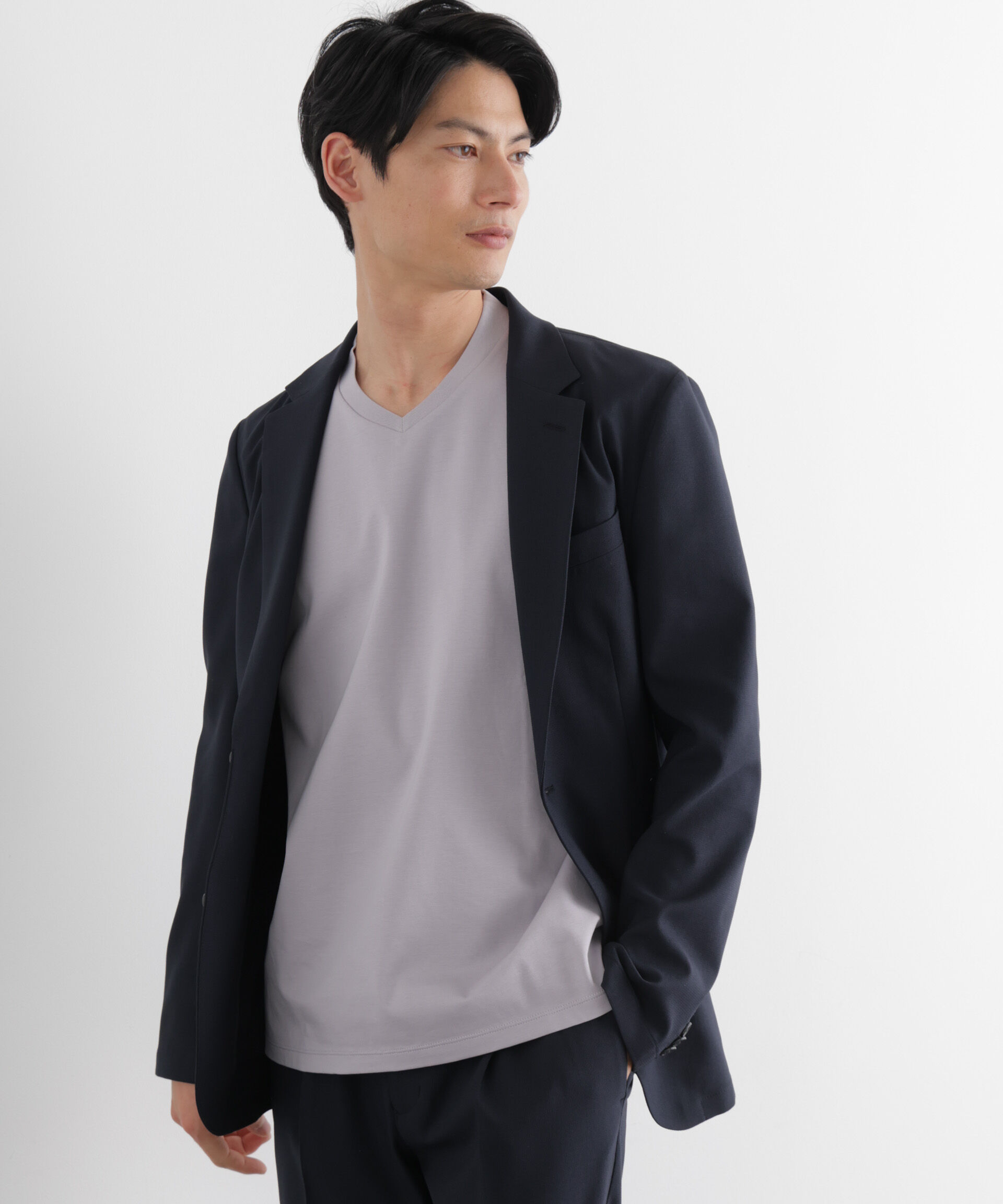 nano･universe「ジャケT(R)プレミアム Vネック 半袖」|Tシャツ・カットソー|