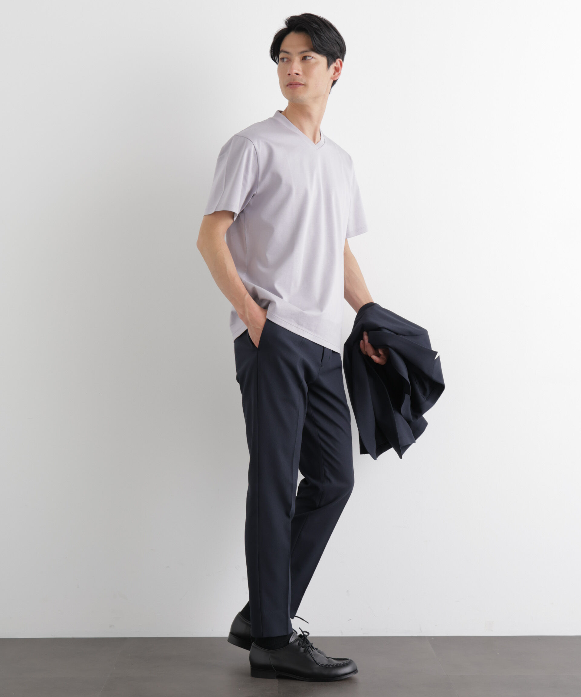 nano･universe「ジャケT(R)プレミアム Vネック 半袖」|Tシャツ・カットソー|