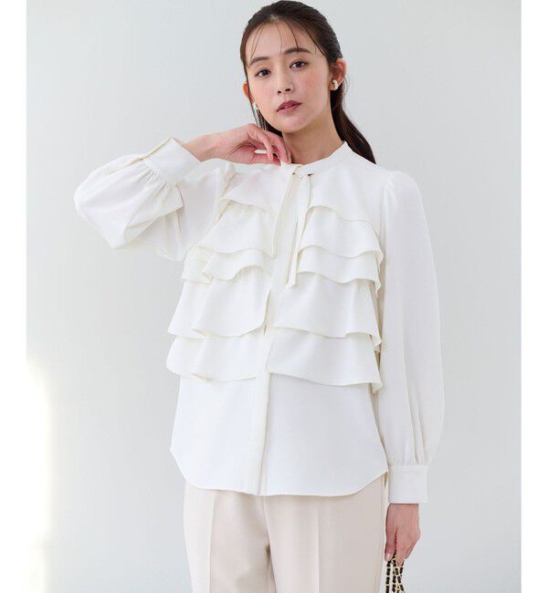 組曲「【KUMIKYOKU NAVY】コンフォータブルドレープ フリルブラウス」|シャツ・ブラウス|