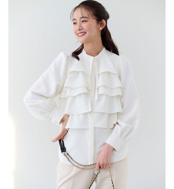 組曲「【KUMIKYOKU NAVY】コンフォータブルドレープ フリルブラウス」|シャツ・ブラウス|