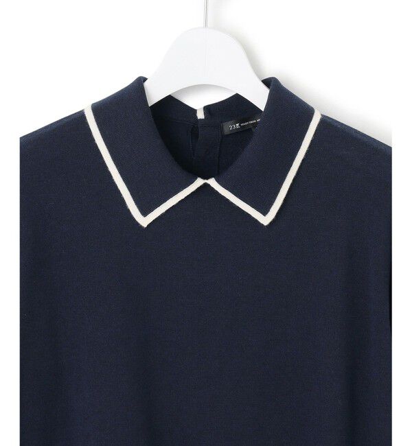 23区「【洗える】ウーステッドウール ポロニット」|ニット・セーター|