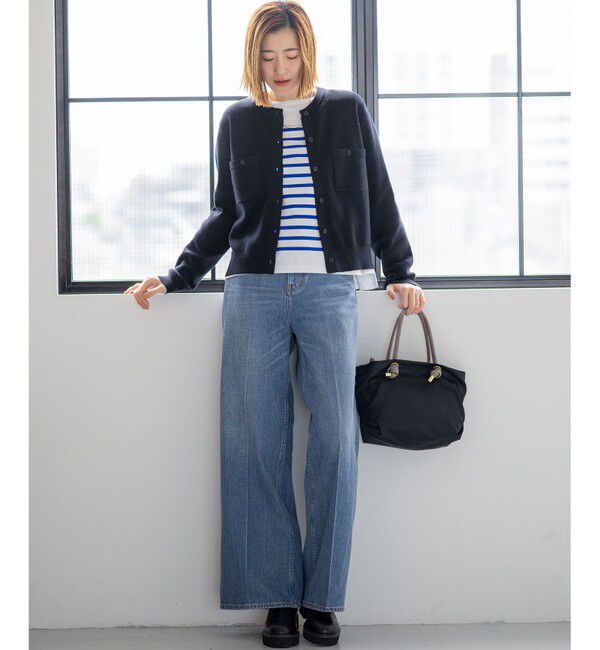 23区「【FUDGE掲載/滝沢眞規子さん着用/RED CARD TOKYO&times;23区】 センタープレス デニム ワイド パンツ」|デニム|