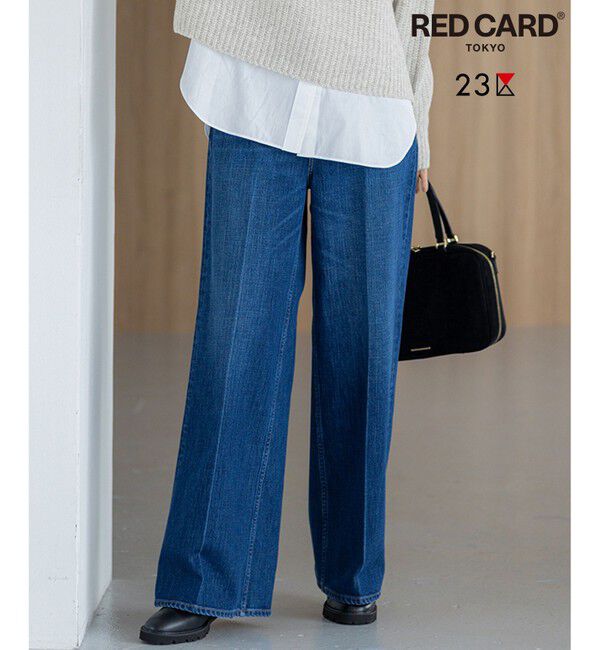 23区「【FUDGE掲載/滝沢眞規子さん着用/RED CARD TOKYO&times;23区】 センタープレス デニム ワイド パンツ」|デニム|ﾐｯﾄﾞﾌﾞ