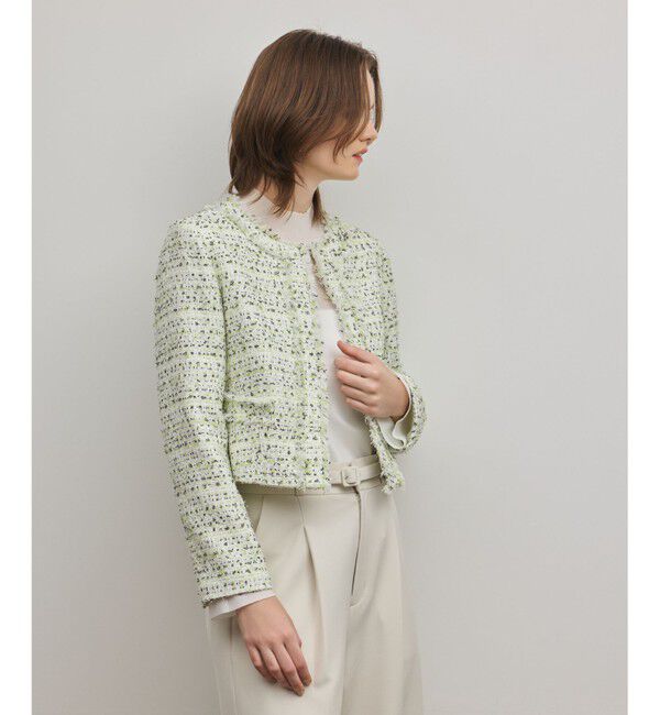 GRACE CONTINENTAL「ミックスツイードジャケット」|ノーカラージャケット|