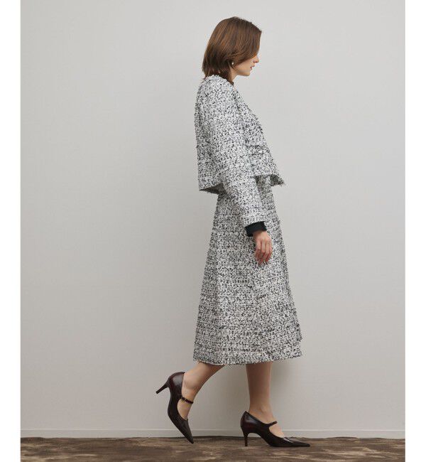 GRACE CONTINENTAL「ミックスツイードジャケット」|ノーカラージャケット|