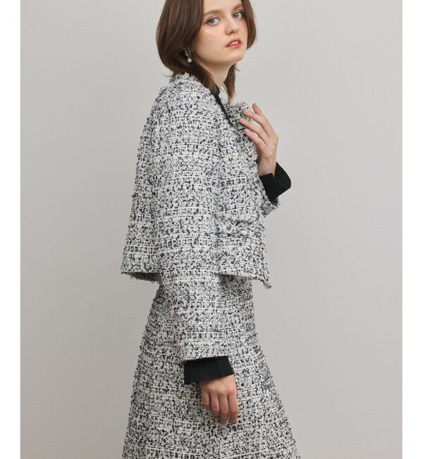 GRACE CONTINENTAL「ミックスツイードジャケット」|ノーカラージャケット|